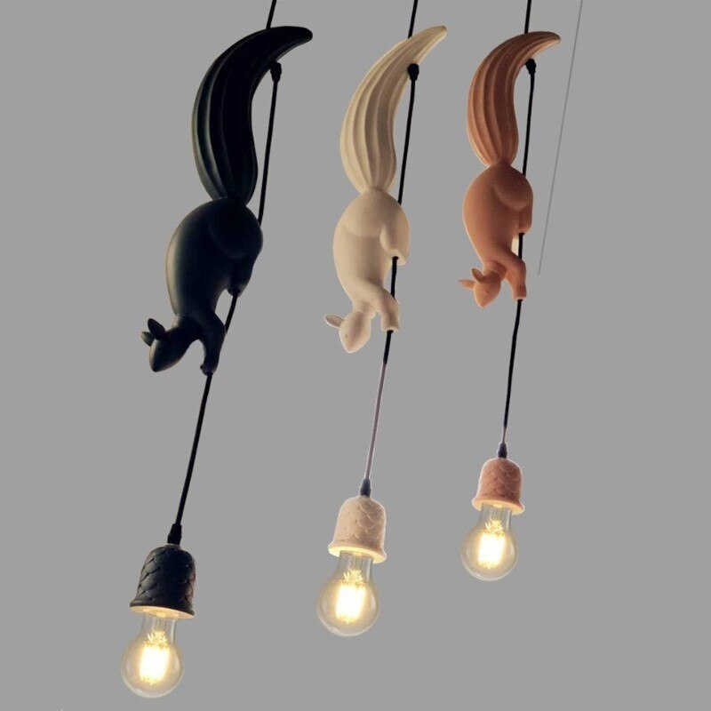 Modern Squirrel Resin Pendant Light - Handcrafted Home Decor for Living Room, Bedroom, or Dining Area