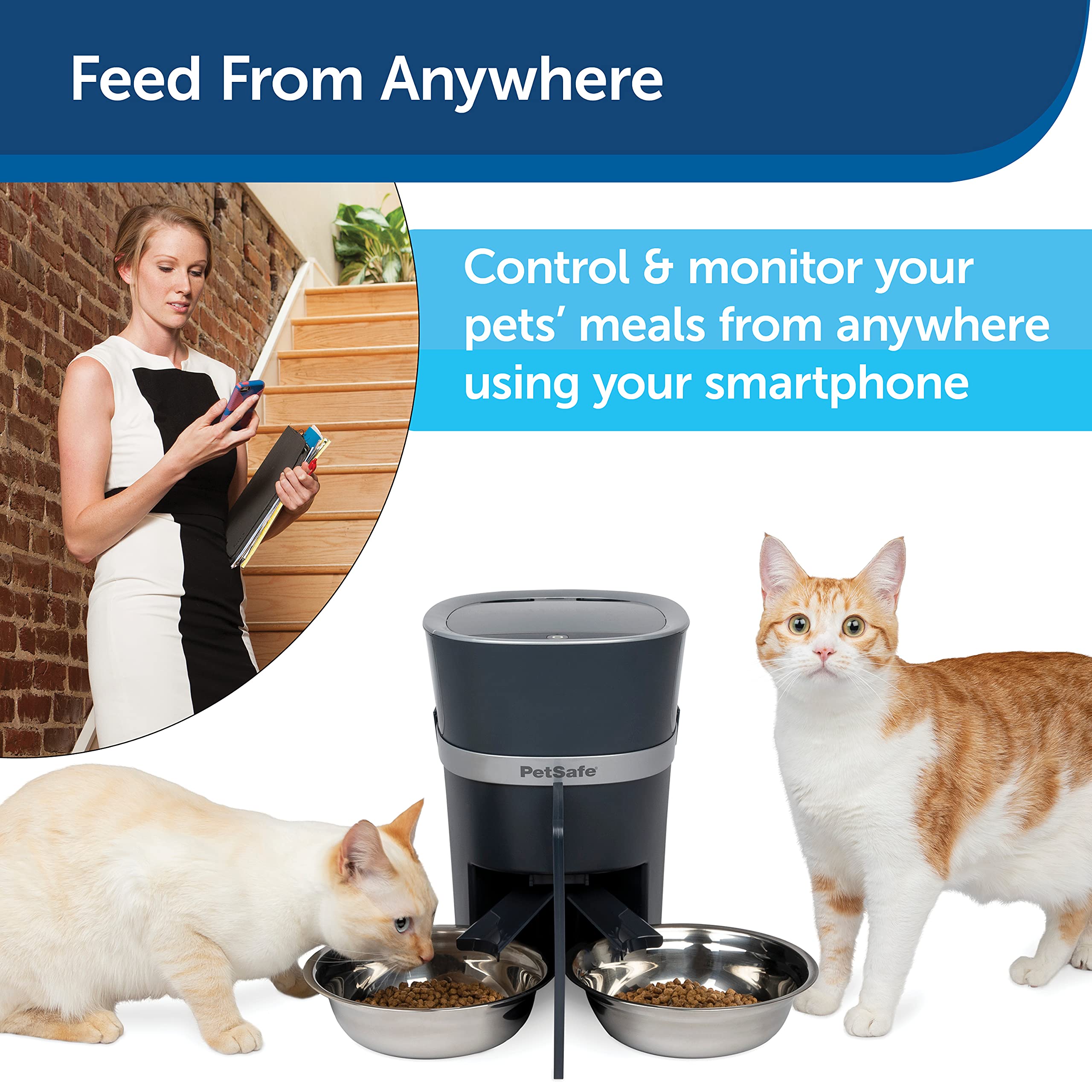 PetSafe Smart Feed Automatic Pet Feeder for Cats & Dogs - WiFi & App Controlled Programmable Food Dispenser with 2-Pet Meal Splitter - Customize Feeding Schedule - Works with Alexa - Perfect for Multi-Pet Homes & Busy Pet Owners