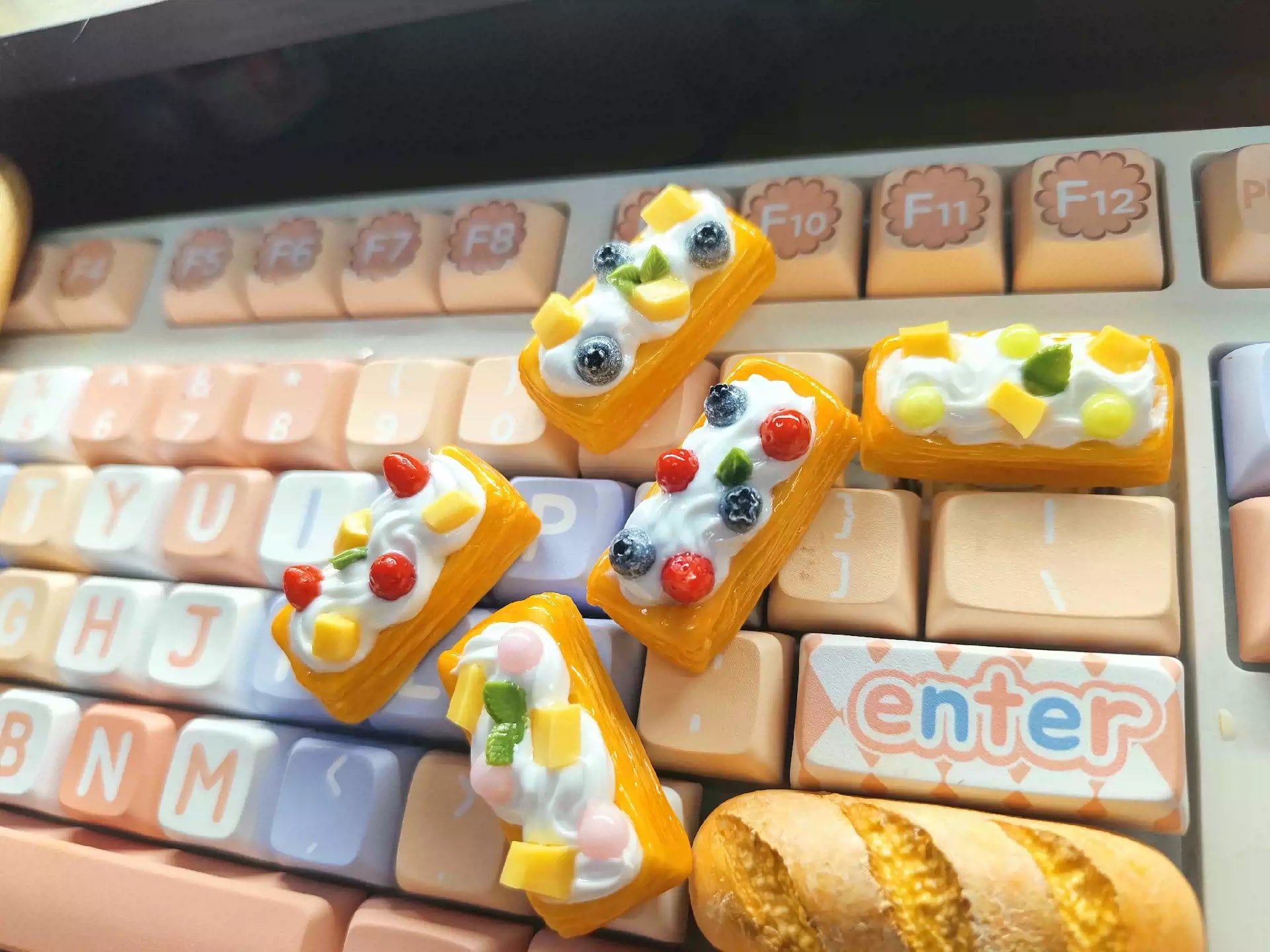 Handmade Resin Clay Food Collection Keycaps - Custom Stone Plastic Clay Artisan Keycaps for Mechanical Keyboards | Unique Keyboard Decor for Gaming & Office Use