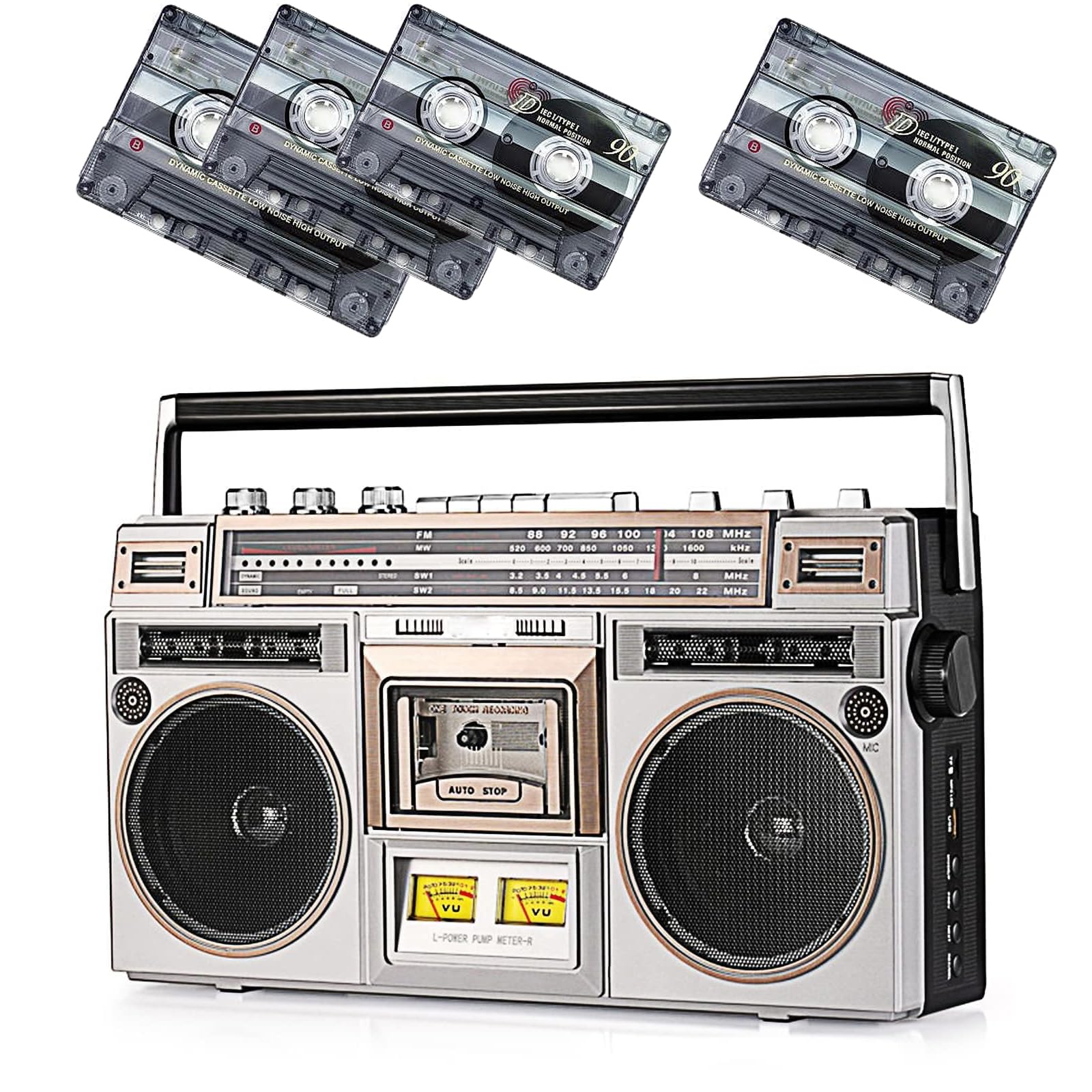MAWTUJZX Retro Cassette Boombox with AM/FM Radio, Tape Player Recorder & USB Playback - Portable Stereo Speaker System with 16GB Flash Drive for Home, Parties, Travel and Outdoor Activities