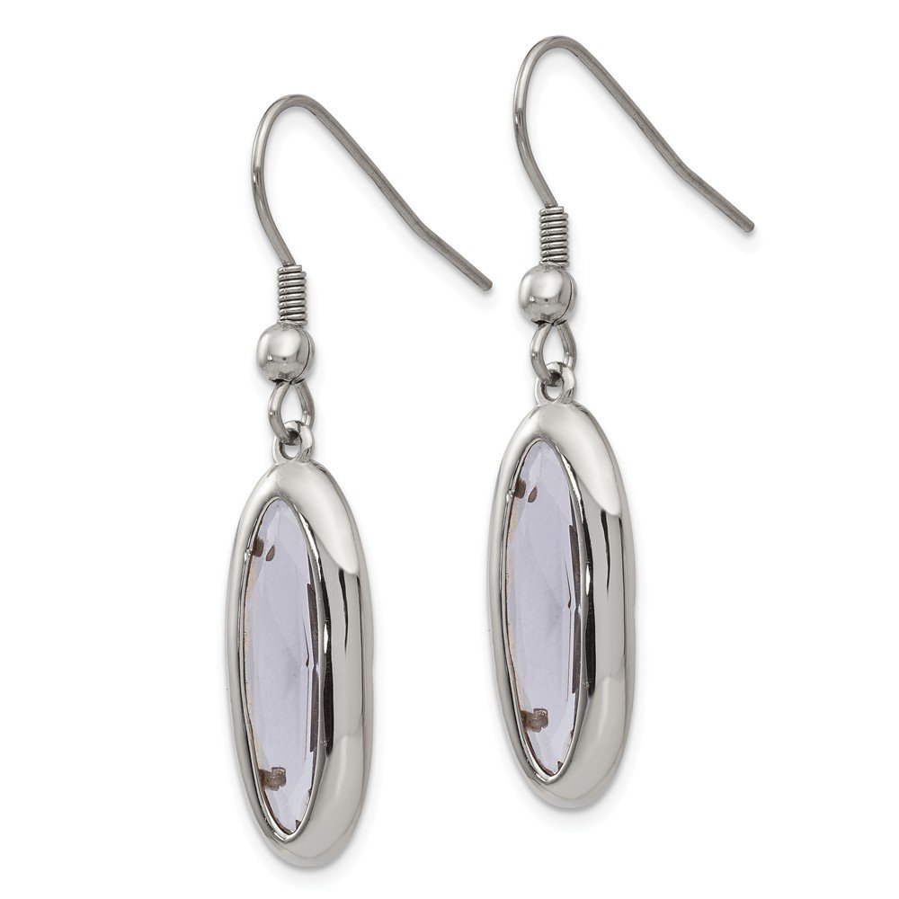 Stainless Steel Polished Glass Oval Shepherd Hook Dangle Earrings for Women - Elegant Fashion Jewelry for Parties, Weddings & Everyday Wear