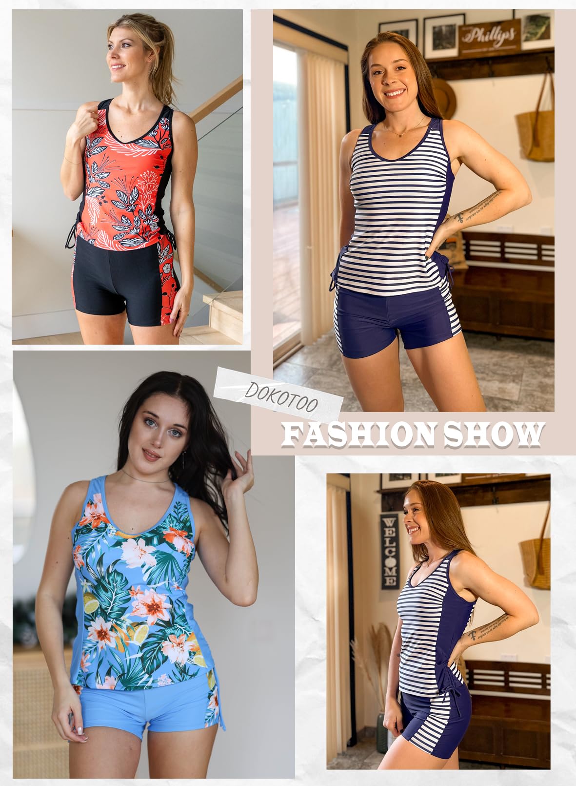 Dokotoo Women's Tummy Control Tankini Swimsuits 2025 - 2 Piece Bathing Suit with Swim Tank Top & Boy Shorts | Perfect for Beach, Pool & Summer Vacations