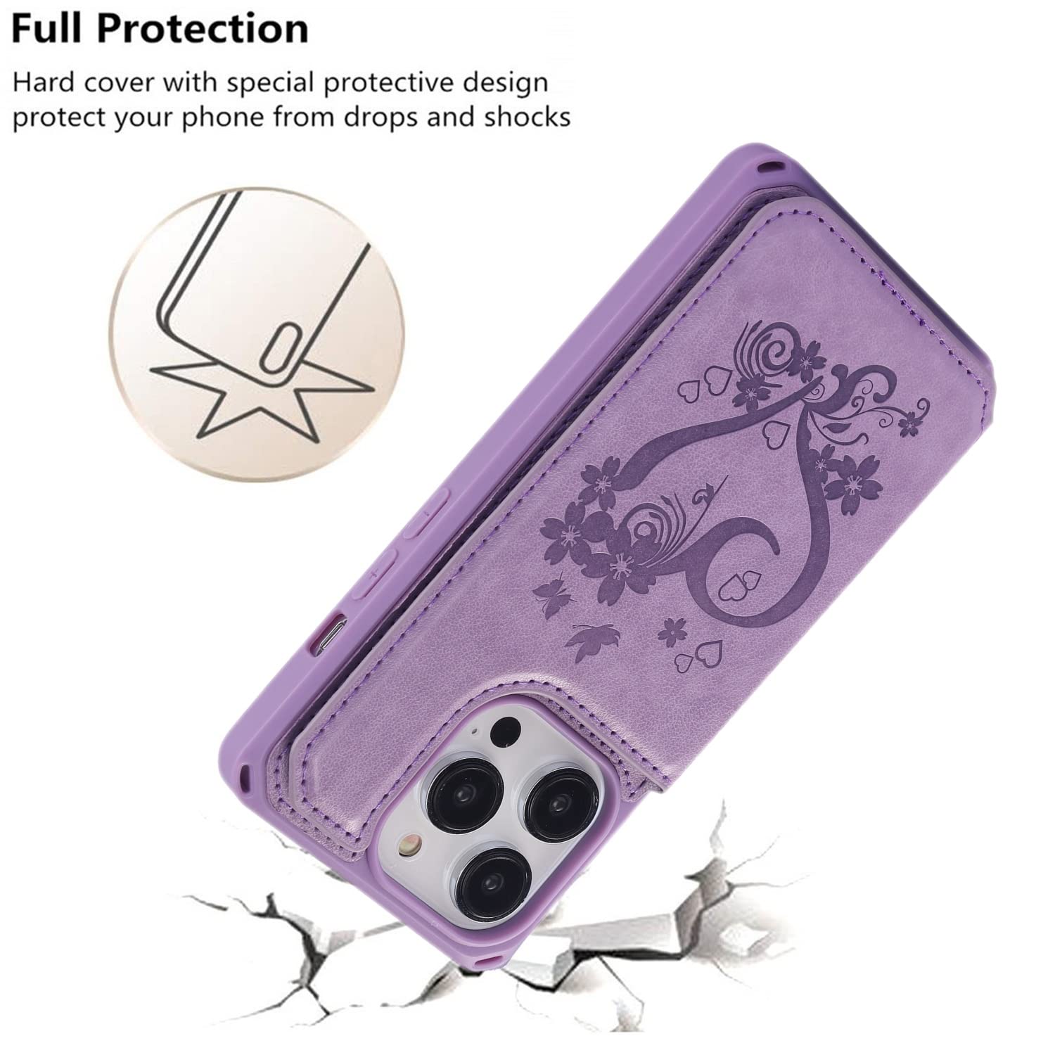 Premium RFID Blocking PU Leather Wallet Case for iPhone 14 Pro Max (6.7