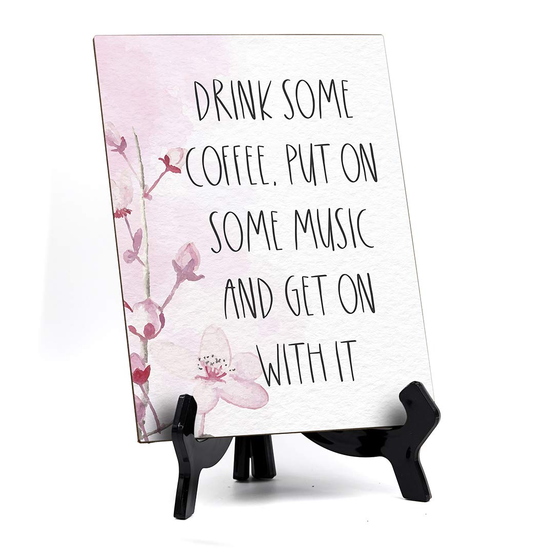 Floral Vine Coffee & Music Table Sign (6x8