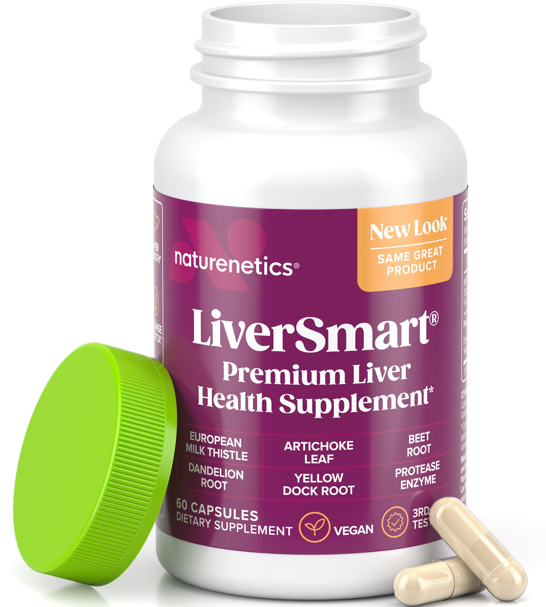 LiverSmart - Liver Cleanse & Repair Supplement with Milk Thistle, Silymarin & Natural Herbs | Detox & Support Liver Health | Daily Liver Support for Alcohol Recovery & Digestive Wellness (60 Capsules)