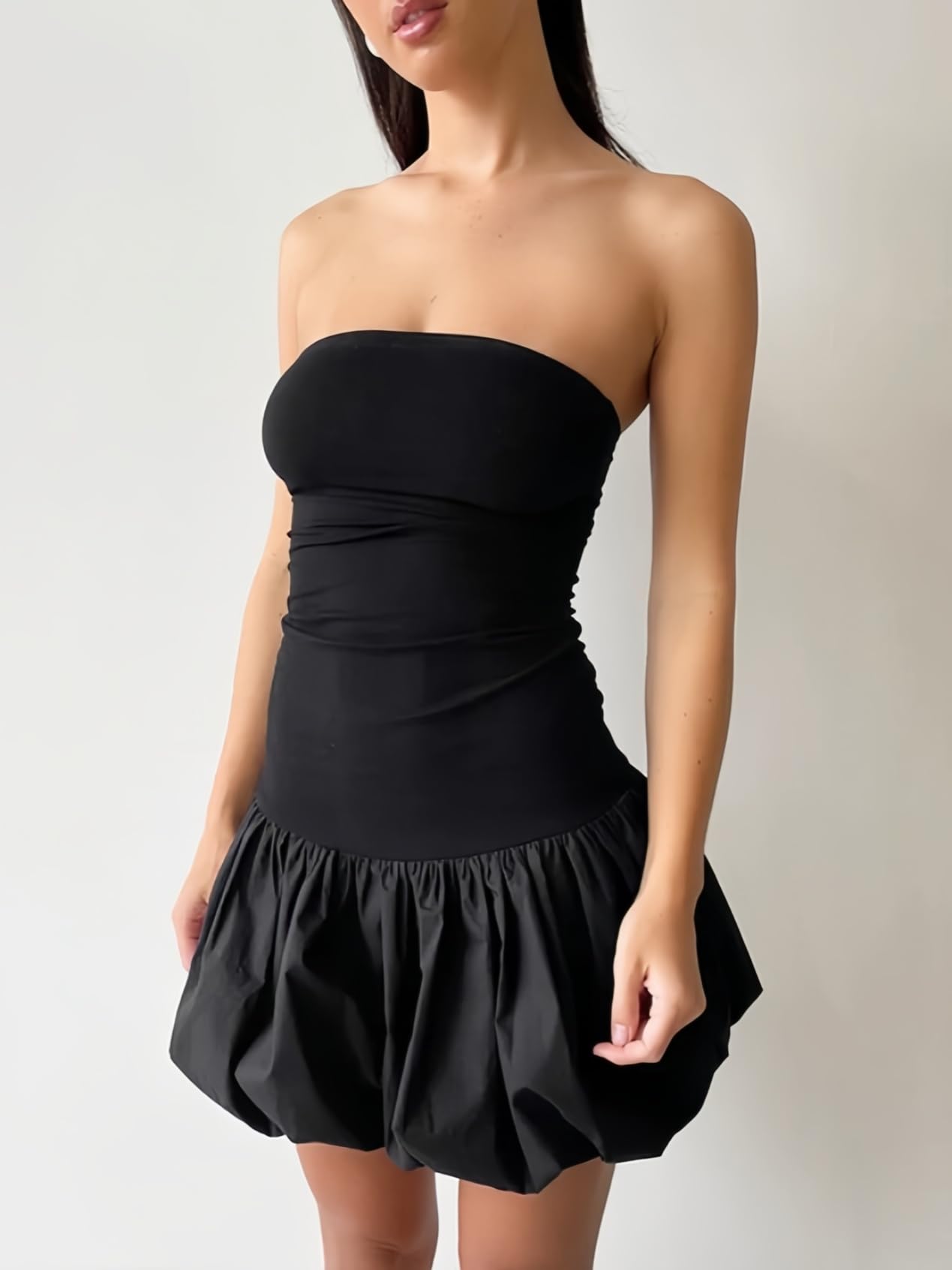 Remelon Women's Mini Bubble Skirt Dress - Color Block Bodycon Short Summer Dress for Beach, Party & Casual Outfits | Flirty Sun Dress for Date Night & Vacation