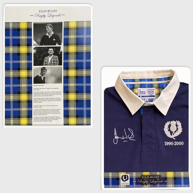 Ellis Rugby Doddie Weir Tartan Vintage Long Sleeve Rugby Jersey - Classic Rugby Shirt for Men - Perfect for Rugby Matches, Fan Events & Casual Wear
