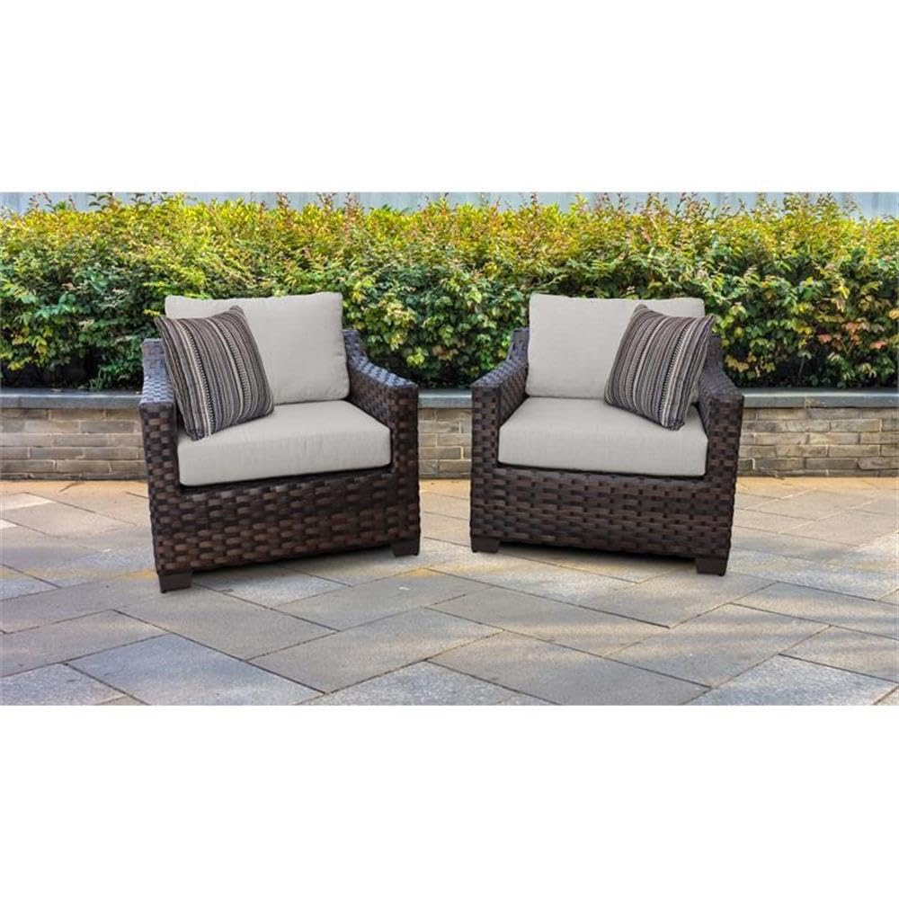 TK Classics Kathy Ireland River Brook 2-Piece Outdoor Wicker Patio Furniture Set - Rattan Sofa & Coffee Table for Garden, Poolside or Backyard Relaxation