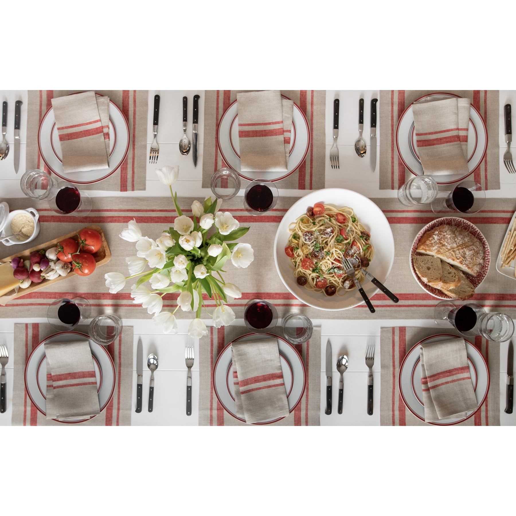 Solino Home French Stripe Linen Placemats Set of 4 - 14