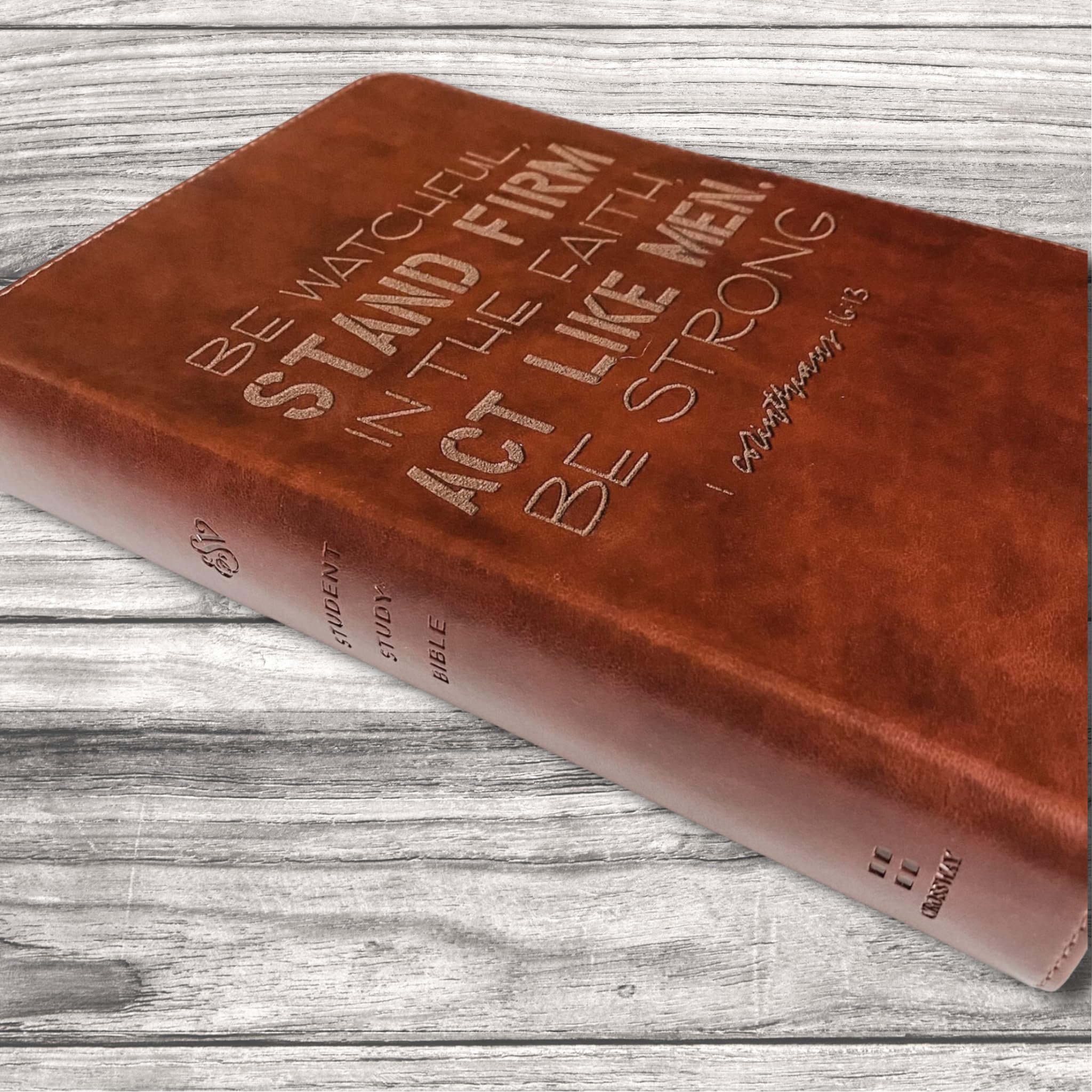 Hand Lettered & Laser Engraved ESV Student Study Bible - Brown Leather Personalized Gift with Custom Name Engraving | Perfect for Graduation, Baptism & Spiritual Growth