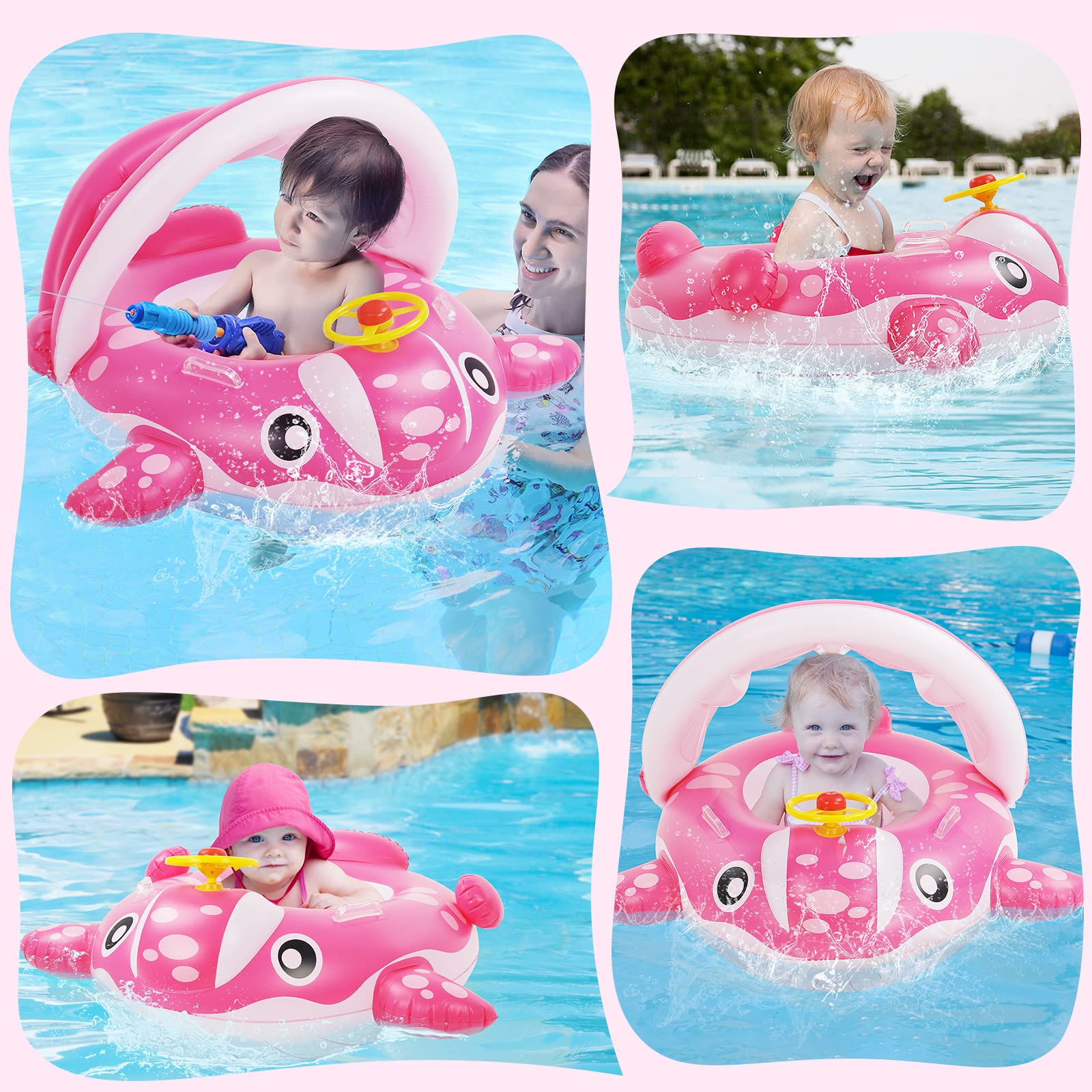 Peradix Baby Pool Float with Canopy - Inflatable Swim Ring for Toddlers | Beach & Pool Play