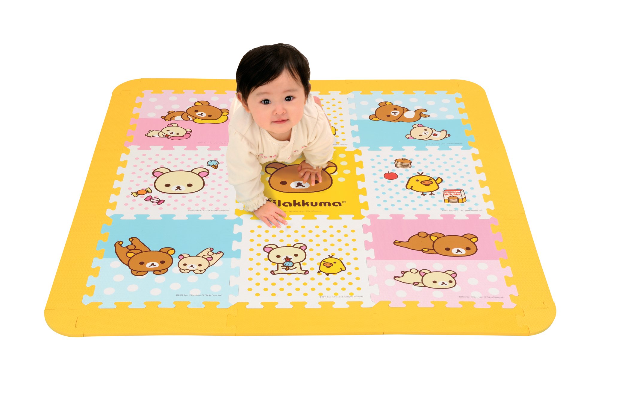 Rilakkuma Soft Puzzle Play Mat for Kids - 09-422 Japan Import by Aporo | Non-Toxic Foam Floor Tiles for Nursery, Playroom & Toddler Safe Crawling Space