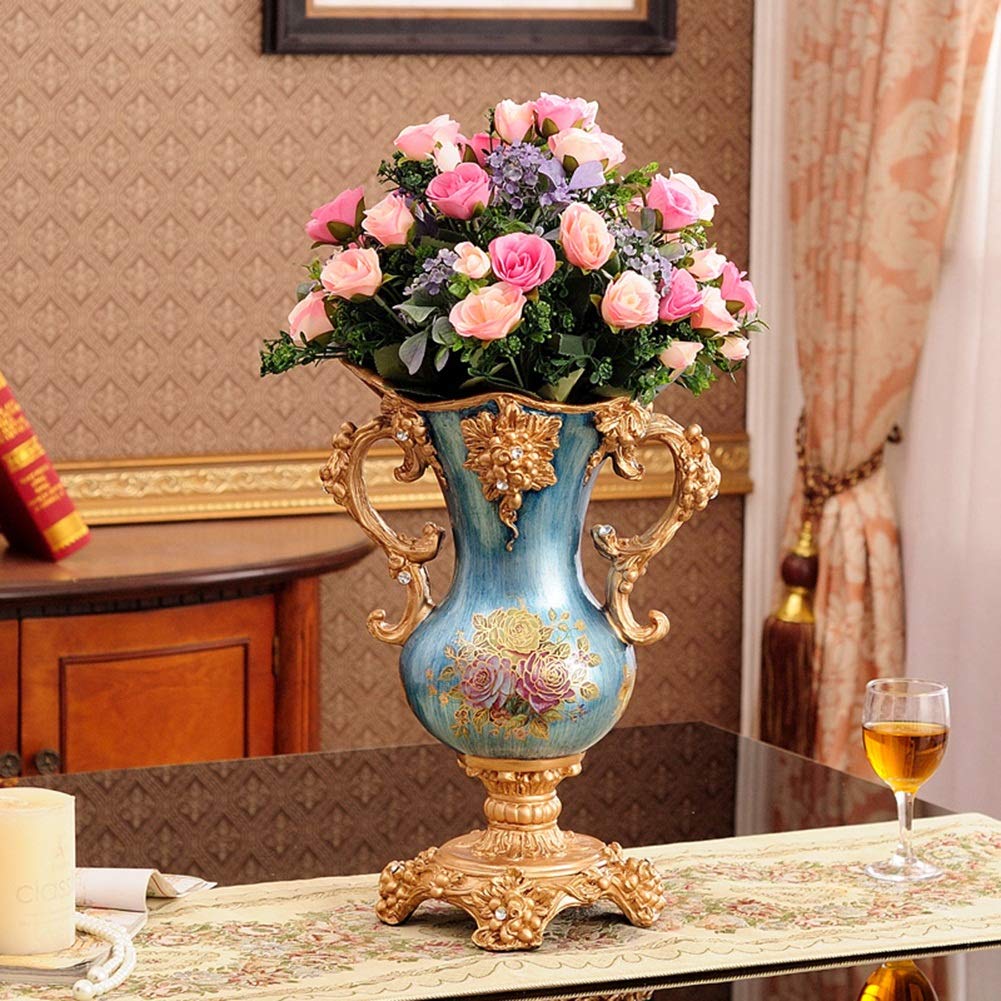 Hand-Painted European-Style Large Resin Flower Vase - 16.1