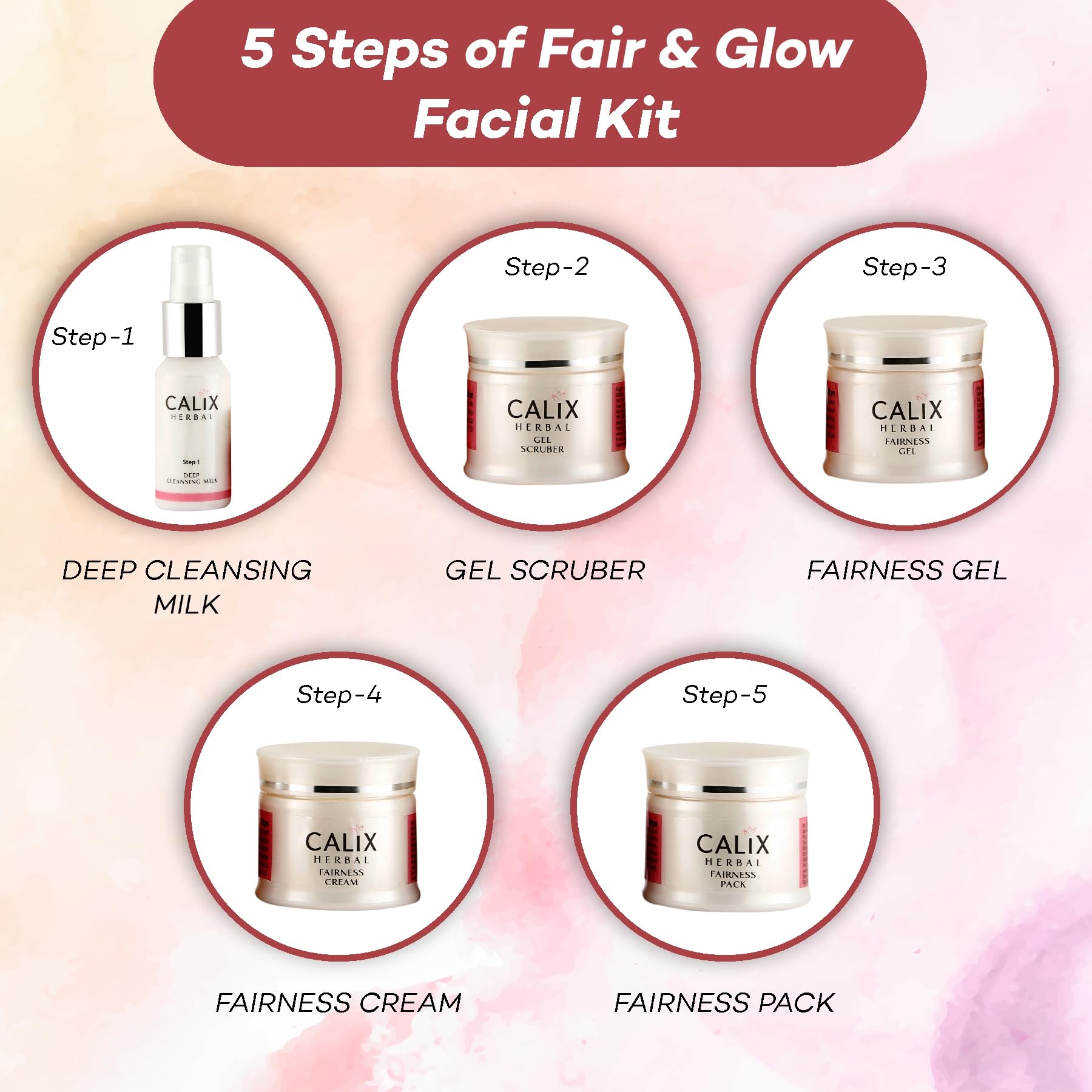 Organic Fair & Glow Ayurvedic Facial Kit for Brightening & Whitening Skin - Natural Herbal Skincare Set for Women & Men (5-Piece, 50g) | Perfect for Daily Glow, Radiance & Even Skin Tone at Home or Travel