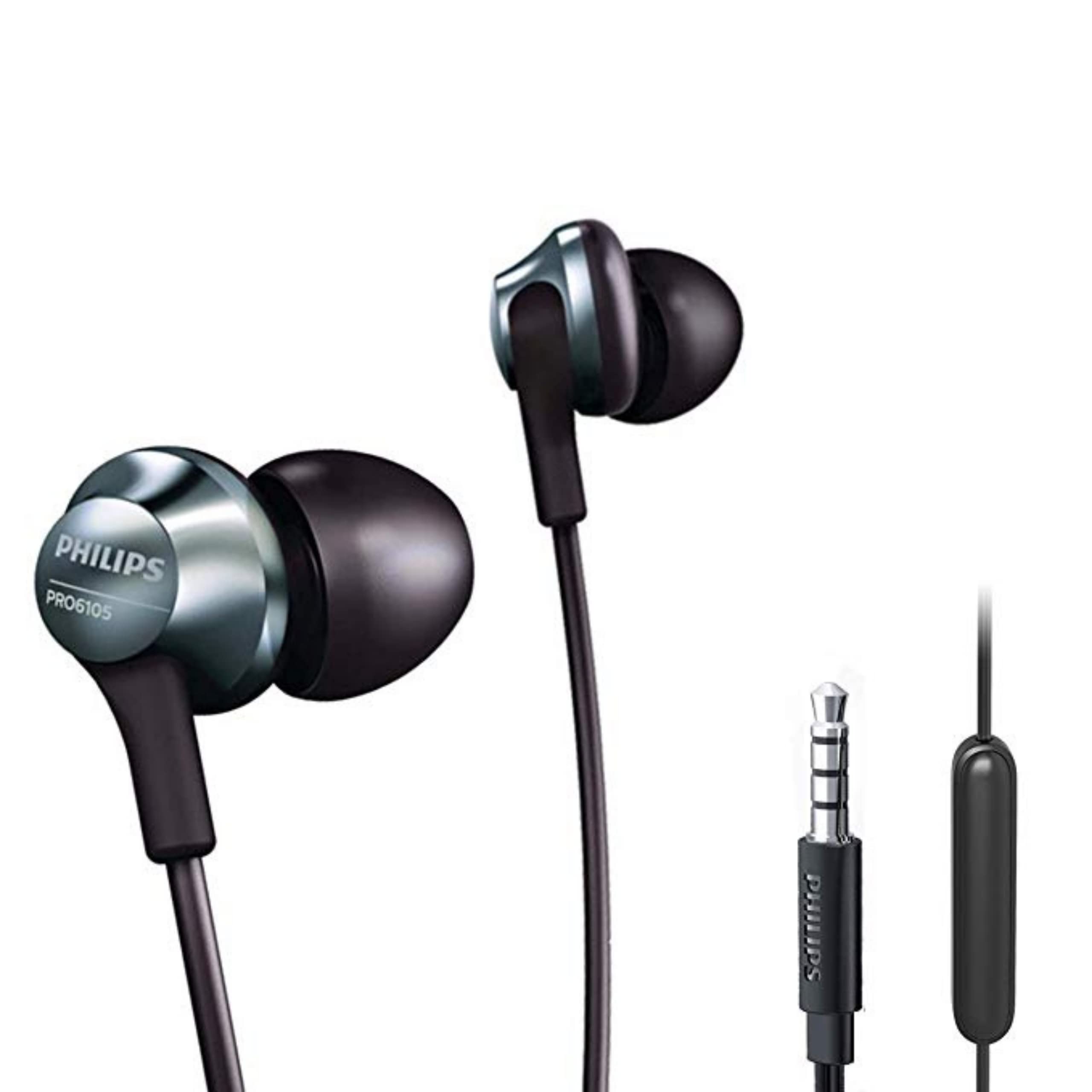 PHILIPS Pro Wired Earbuds with Microphone - In-Ear Headphones with Powerful Bass & Hi-Res Audio, 3.5mm Jack for iPhone, Android, Laptop - Lightweight Comfort for Work, Gaming & Music Listening