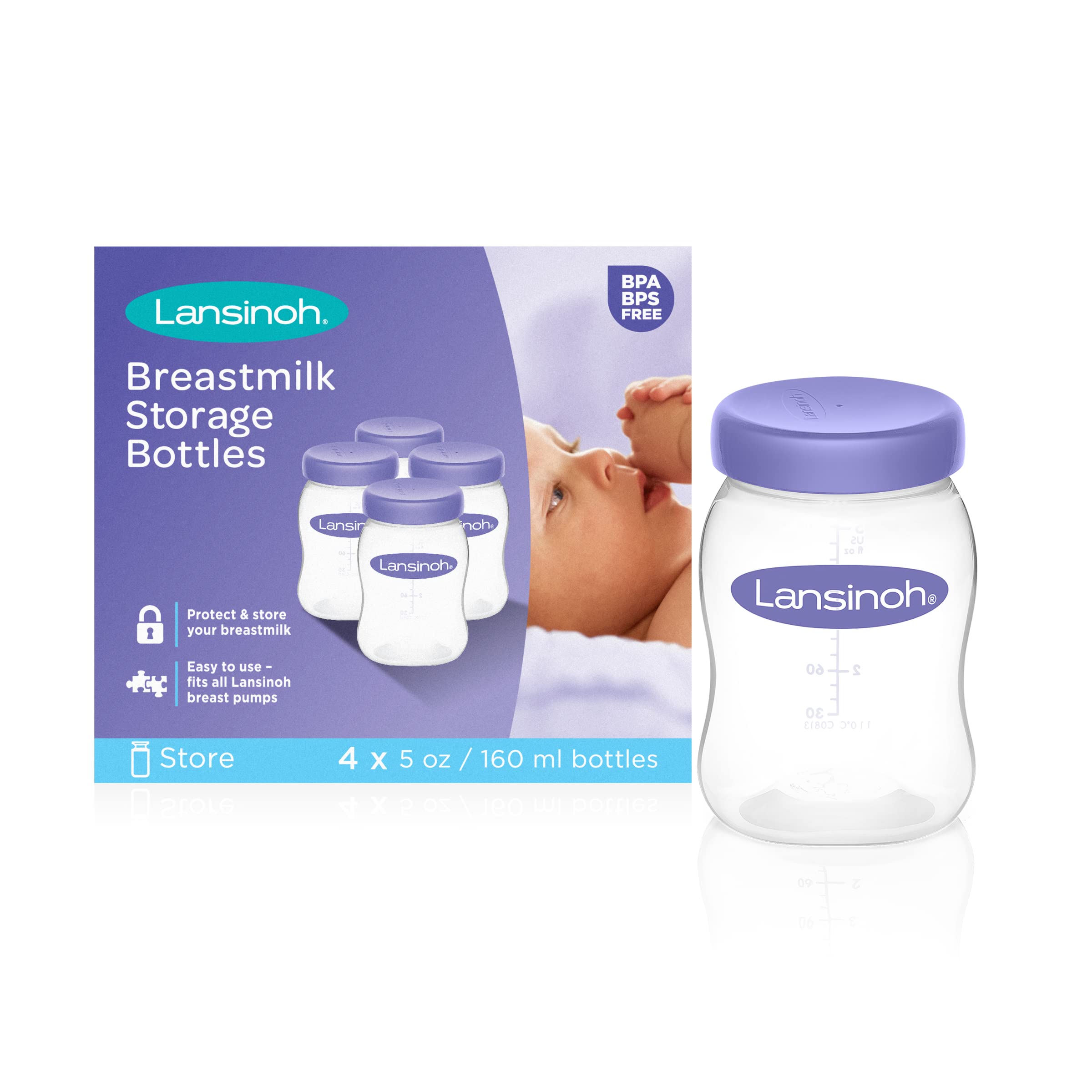 **Lansinoh Breastmilk Storage Bottles for Breast Pump – 4 Pack | BPA-Free, Leak-Proof | Perfect for Travel, Work & Home Use**