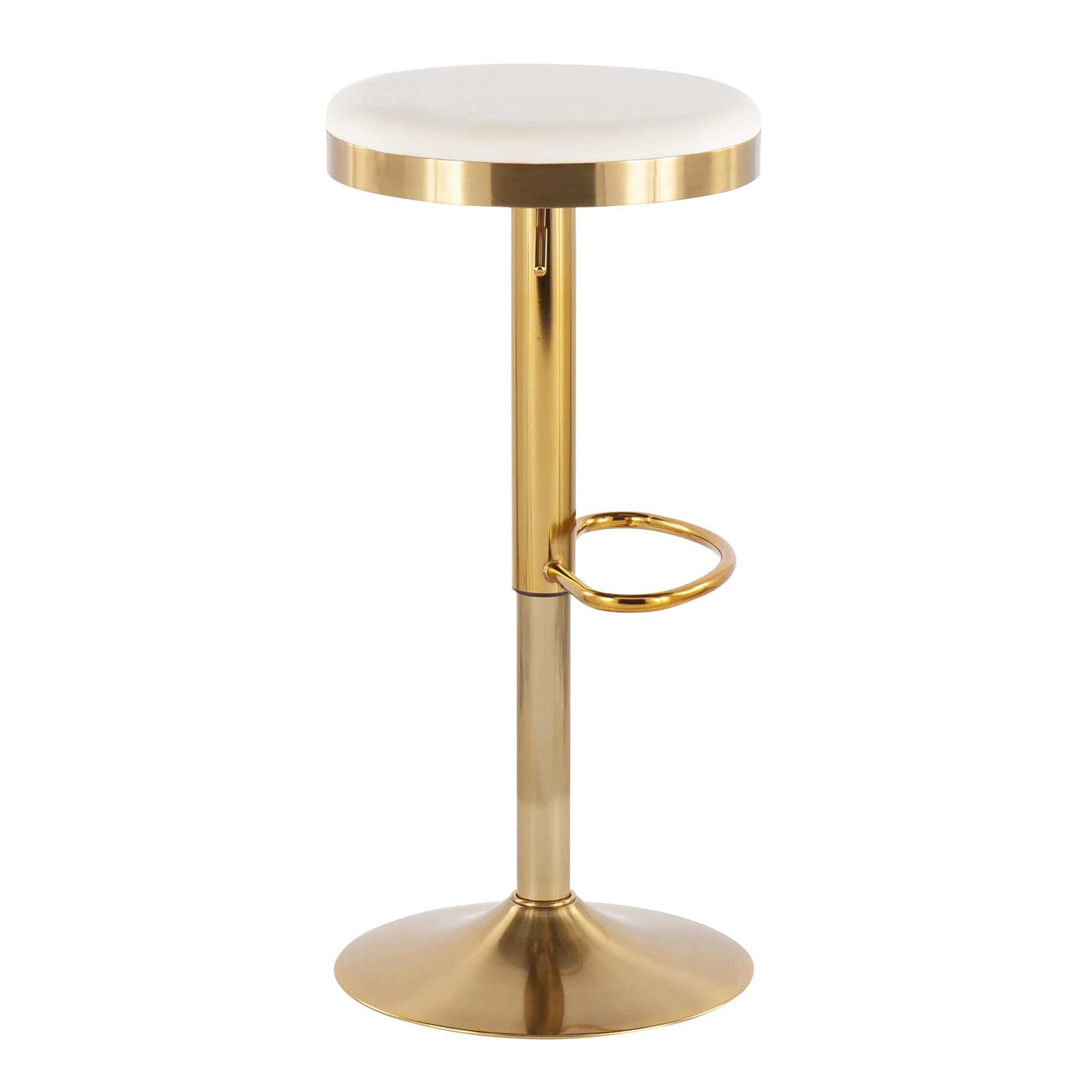 LumiSource Dakota Adjustable Swivel Bar Stool Set of 2 - Gold Upholstered Bar Chairs for Kitchen Island, Home Bar & Dining Counter - Comfortable Counter Height Stools with Footrest