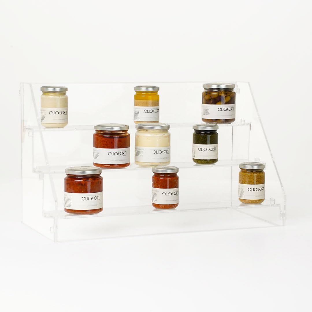 Danieli Acrylic 3-Tier Ladder Shelf - Clear Metacrylate Display Stand for Organizing Cupcakes, Desserts, Makeup & Spices | Perfect for Kitchen, Bakery, Beauty Salon & Retail Store Organization