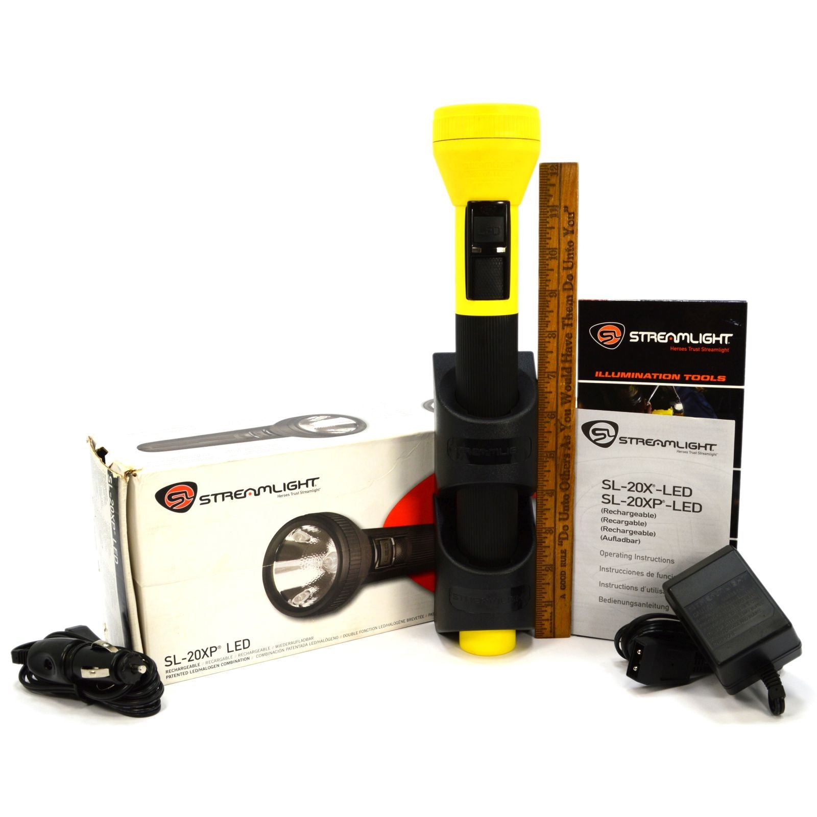 STREAMLIGHT SL 20XP 25183 Rechargeable Flashlight - Yellow LED/Halogen Light for Camping, Hiking & Emergency Use