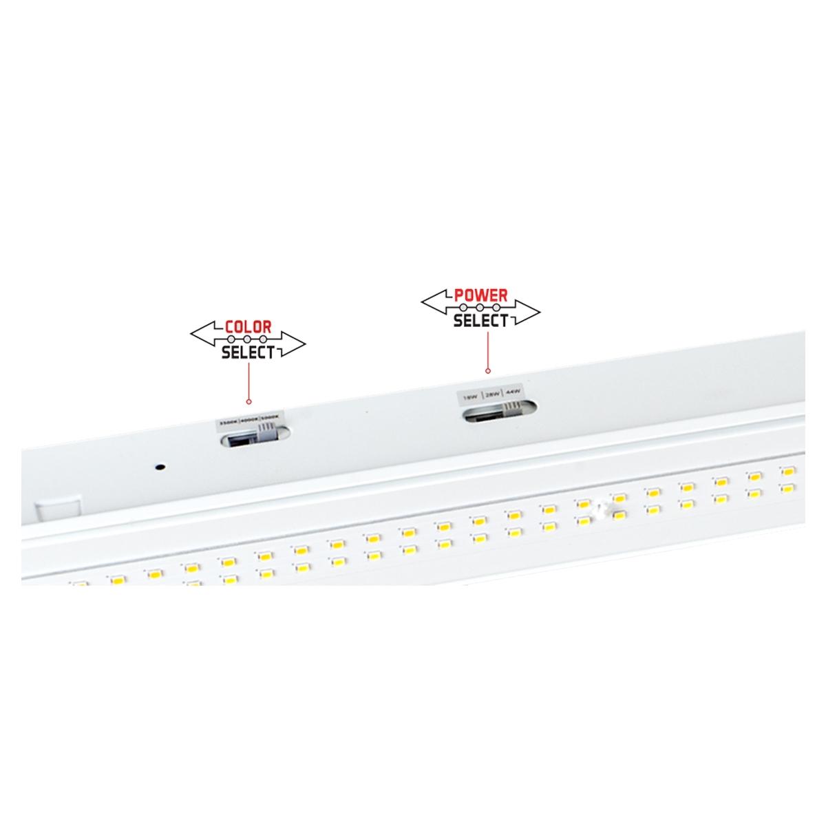 8ft LED Strip Light Fixture - 90W 12000 Lumens - 3500K/4000K/5000K Color Temperature - 120V/277V Dimmable - for Under Cabinet Lighting, Garage, Workshop & Commercial Spaces