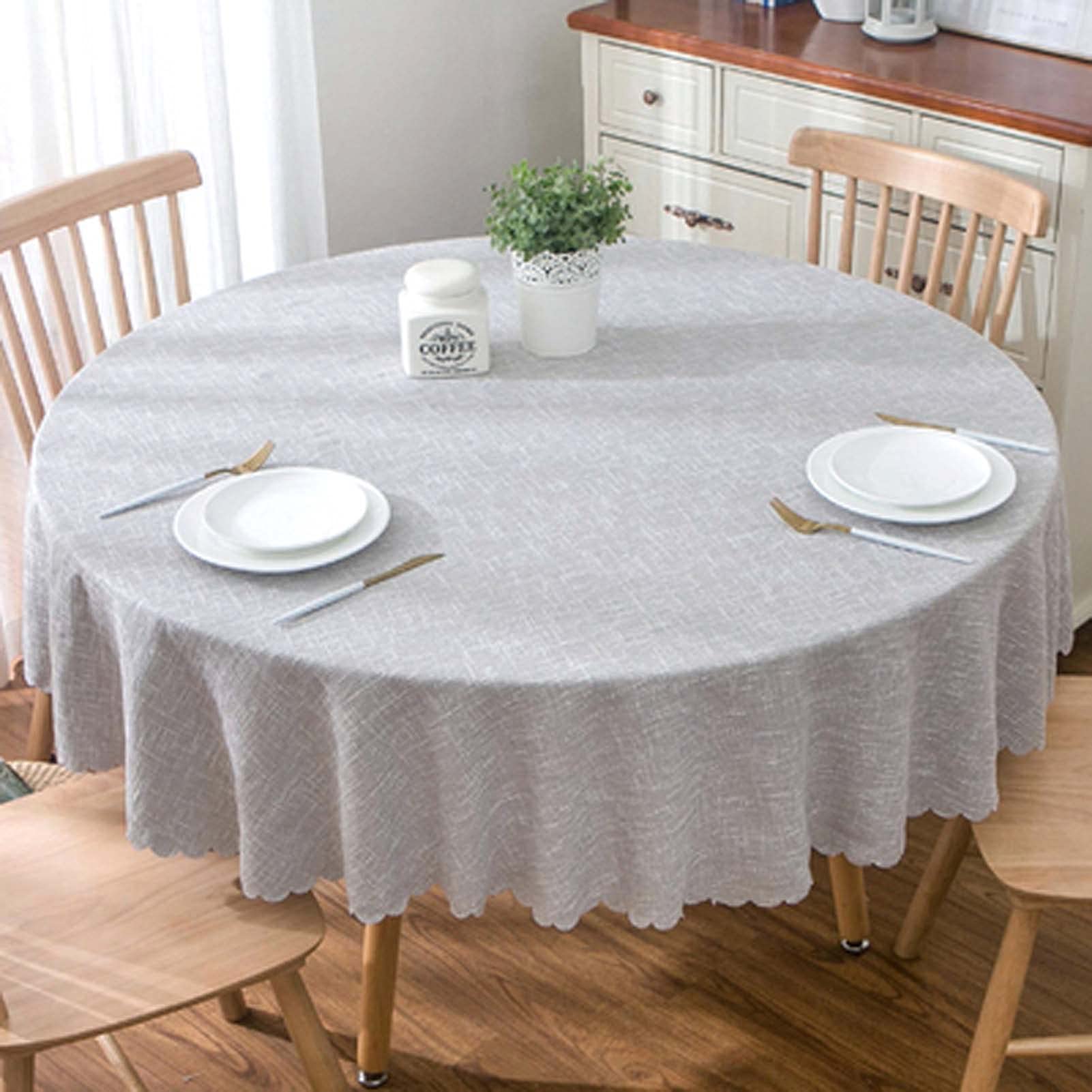 Premium 118-Inch Round Tablecloth - Heavyweight Cotton Linen Blend, Wrinkle & Dust Resistant - Thick Durable Table Cover for Indoor/Outdoor Use - Perfect for Dining Rooms, Patios, Weddings & Events
