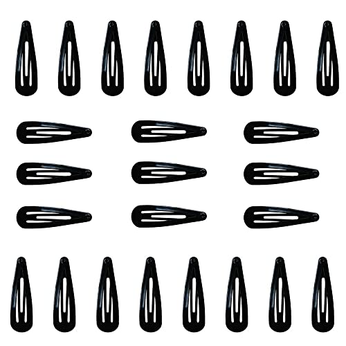HAALII 40pcs 2 Inch Metal Snap Hair Clips & Barrettes for Women - Black Hair Accessories for Styling, Ponytails, and Everyday Use