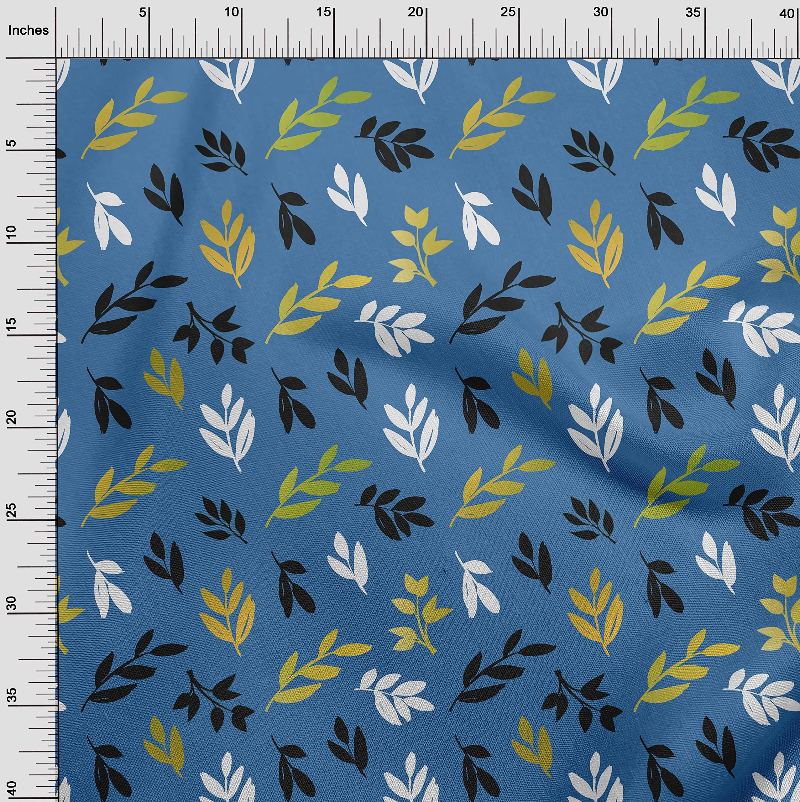 oneOone Cotton Poplin Medium Blue Floral Print Fabric by The Yard - 56 Inch Wide for DIY Clothing, Dresses & Home Decor Sewing Projects | Premium Sewing Supplies for Quilting, Crafts & Apparel Making