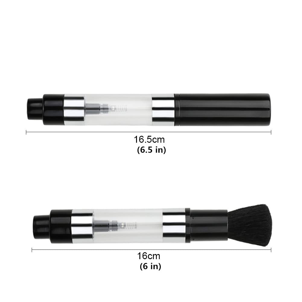 Refillable Powder Brush with Spray Applicator - Travel Blush & Contour Kit for Flawless Makeup (Black)