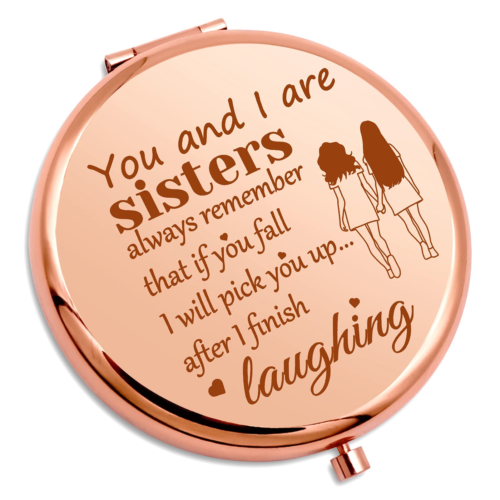 Funny Friendship Gifts for Sister - Travel Makeup Mirror with Compact Design - Perfect Birthday, Wedding, Graduation & Long Distance Friendship Gift - Ideal for Travel, Home Vanity & Everyday Use
