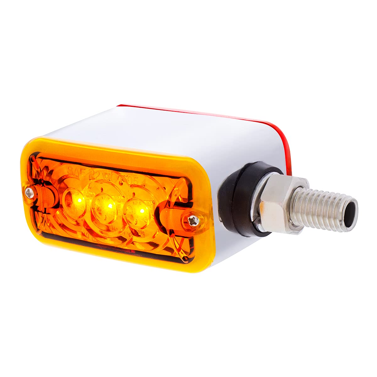 United Pacific 3 LED Straight Mount Double Face Light Without Bezel - Amber & Red LED/Lens, 38842 - Perfect for Trucks, Trailers, and Emergency Vehicles