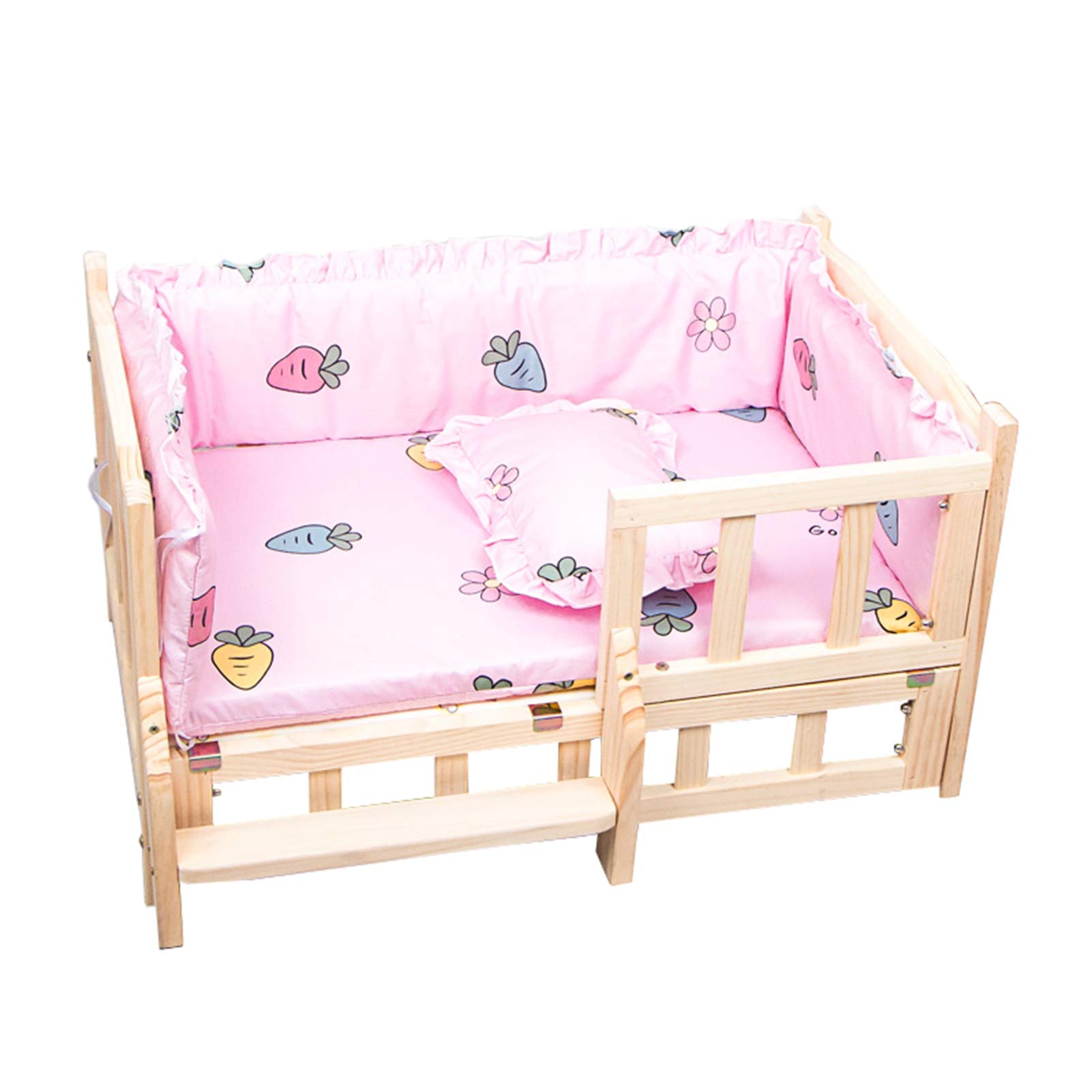 Elevated Wooden Dog Bed with Washable Mattress for Large Medium Small Dogs - Perfect for Living Room, Bedroom & Outdoor Use
