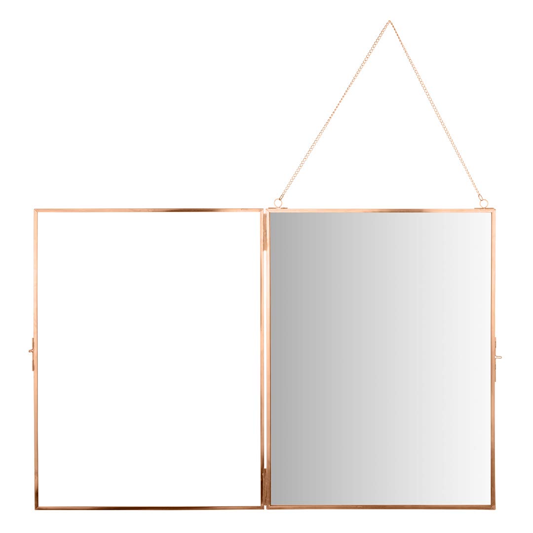 Modern Rose Gold Wall Mirror 12x16 Inch - Large Rectangle Hanging Mirror with Lock for Entryway, Bedroom & Bathroom | Stylish Photo Cabinet Mirror for Home Decor & Vanity Use