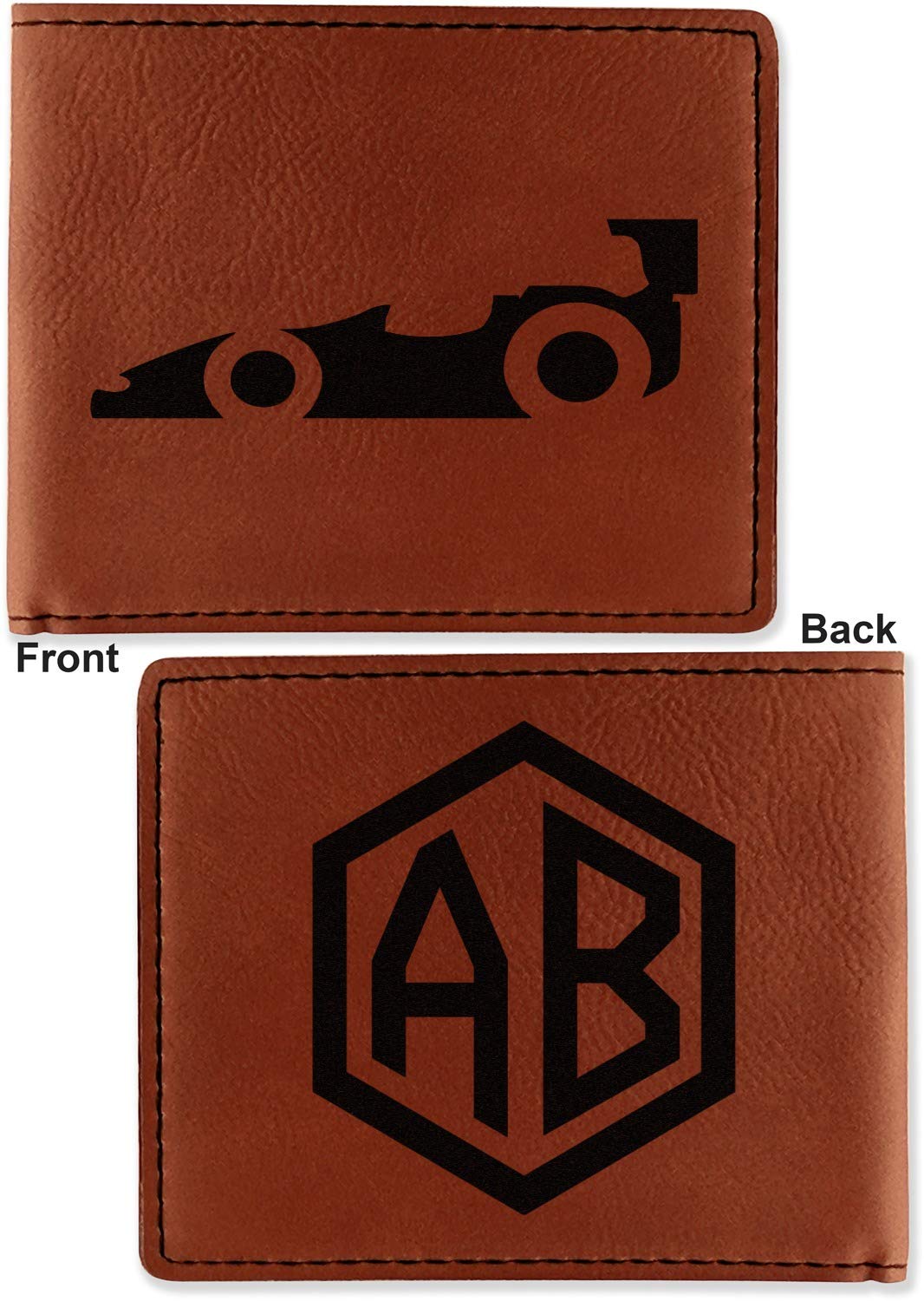 Personalized Racing Car Design Leather Bifold Wallet for Men - Double Sided RFID Blocking - Perfect Gift for Car Enthusiasts & Everyday Use
