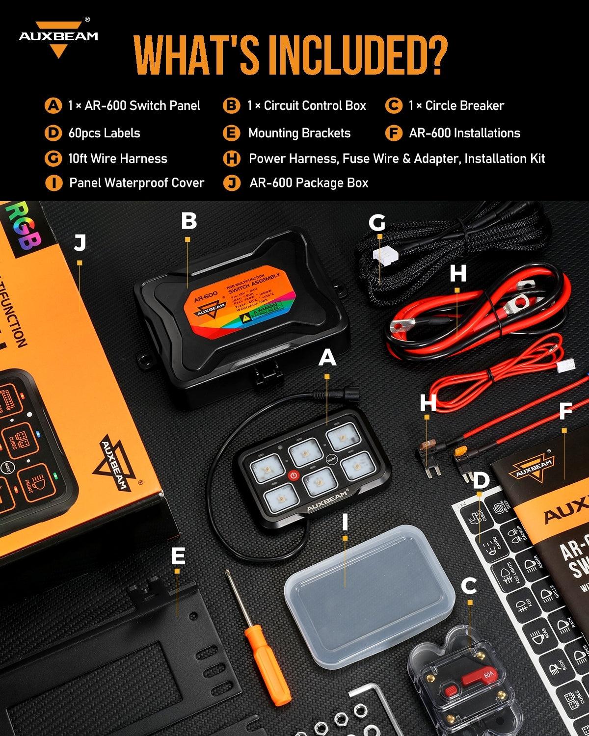 AR Series 6/8 Gang LED Switch Panel - Off Road Light Controller for Trucks & Jeeps | Waterproof Rocker Switches for Off-Roading, Camping & Overlanding Adventures