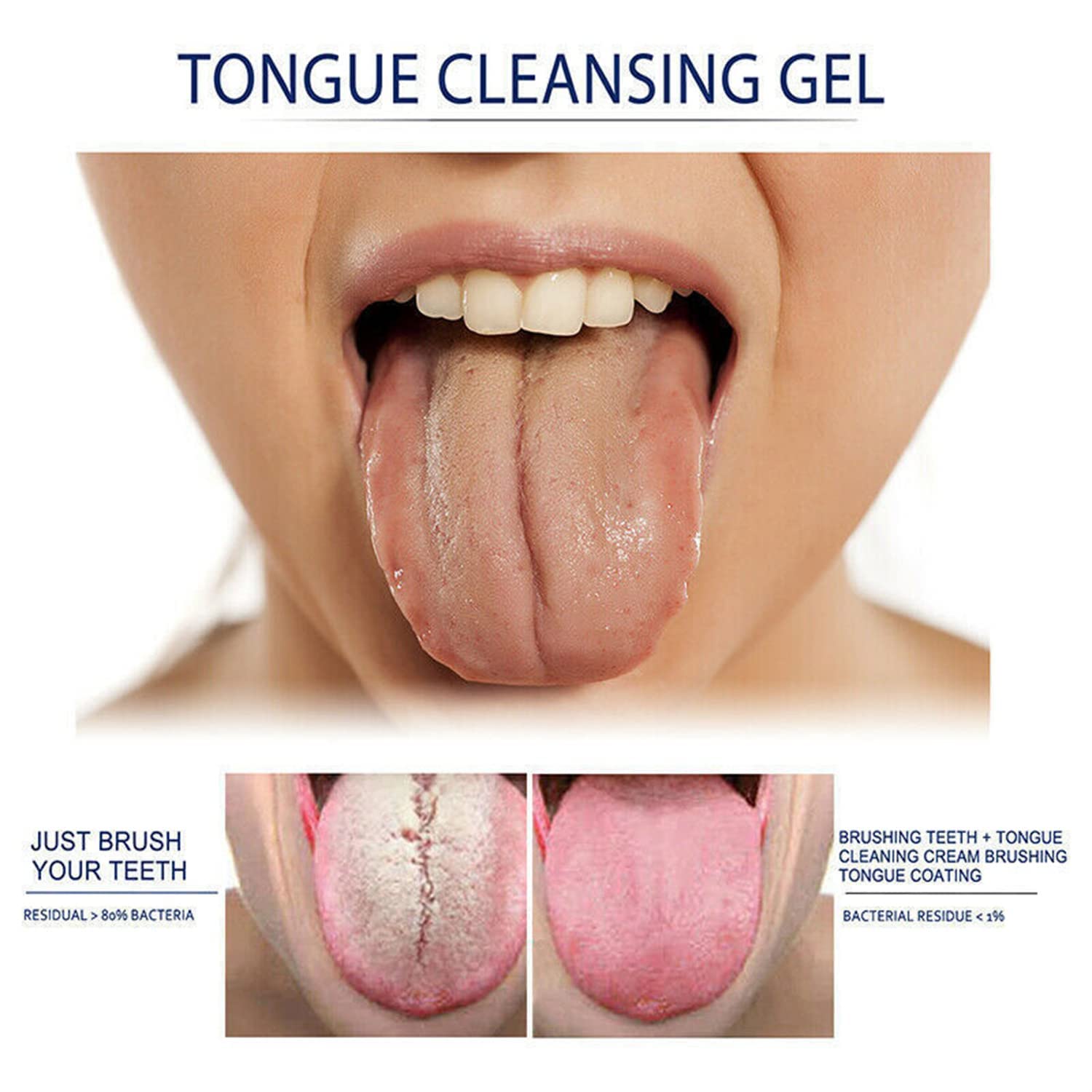 **Tongue Cleaner Scraper & Brush Kit with Fresh Breath Gel - Oral Care for Adults, Removes Bad Breath & Tongue Coating, 50g (2pcs) - Perfect for Daily Hygiene & Travel Use**