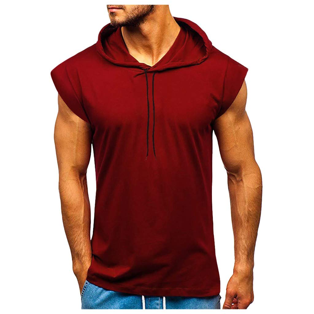BEUU Men's Slim Fit Hooded Gym Tank Top - Breathable Sleeveless Workout Shirt for Bodybuilding & Athletic Training - Perfect for Summer Workouts, Gym Sessions & Outdoor Activities