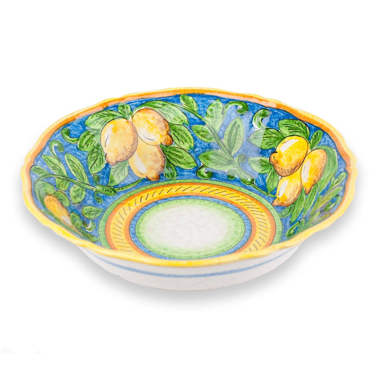 Hand Painted Limone Fluted Bowl - Italian Ceramic Fruit Serving Bowl - Perfect for Salads, Desserts & Table Centerpieces