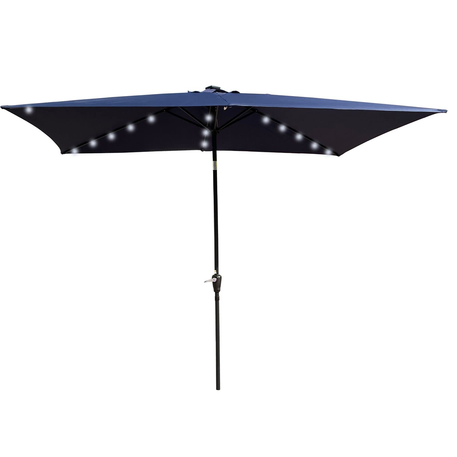 Windproof & Rustproof Offset Cantilever Patio Umbrella with Solar LED Lights - Outdoor Market Shade for Garden, Poolside, and Backyard Relaxation