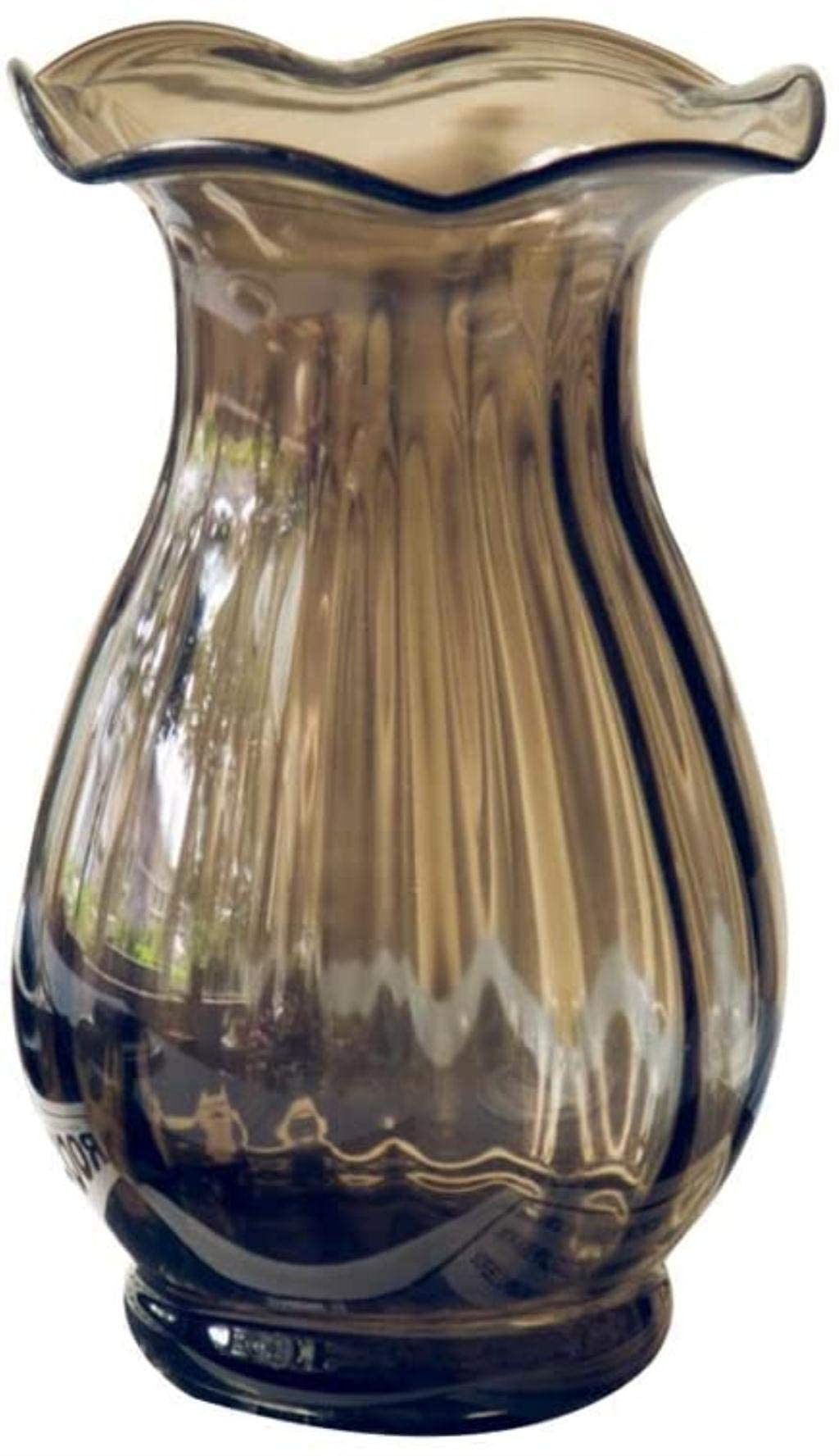 Handmade Glass Vase with Embossed Wave Design - Creative Decorative Bottle for Home & Office Decor (25x16cm) - Perfect for Centerpieces, Wedding Decor, and Living Room Accents