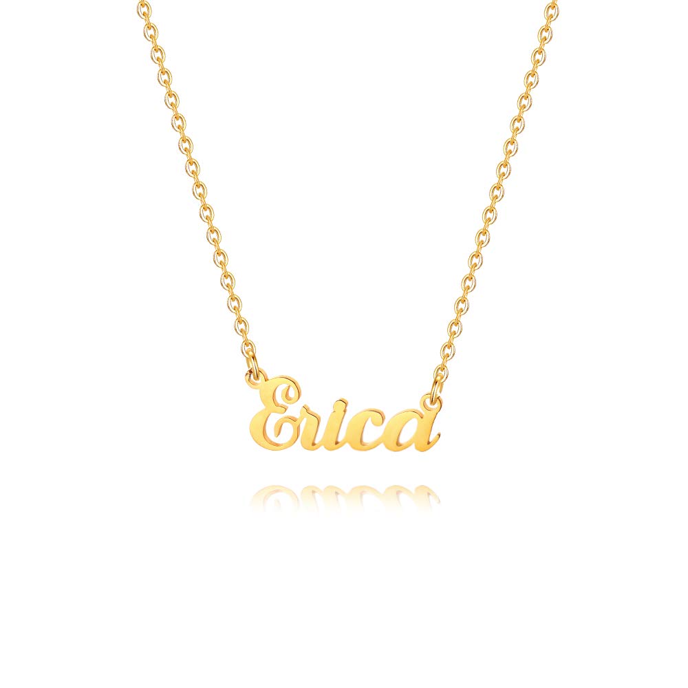 Personalized 18K Gold Plated Name Necklace for Women, Girls & Teens - Custom Monogram Necklace with Engraved Name - Perfect Gift for Birthday, Anniversary & Valentine's Day