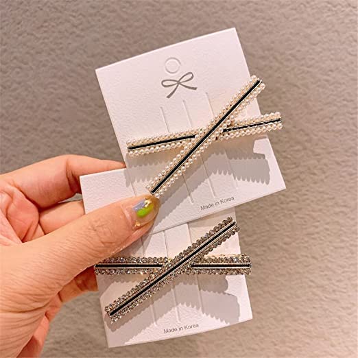 Sparkly Rhinestone X-Shaped Hair Clips for Women - 2Pcs Crystal Bobby Pins, Shiny Metal Hair Barrettes & Decorations - Perfect for Weddings, Parties & Everyday Elegance