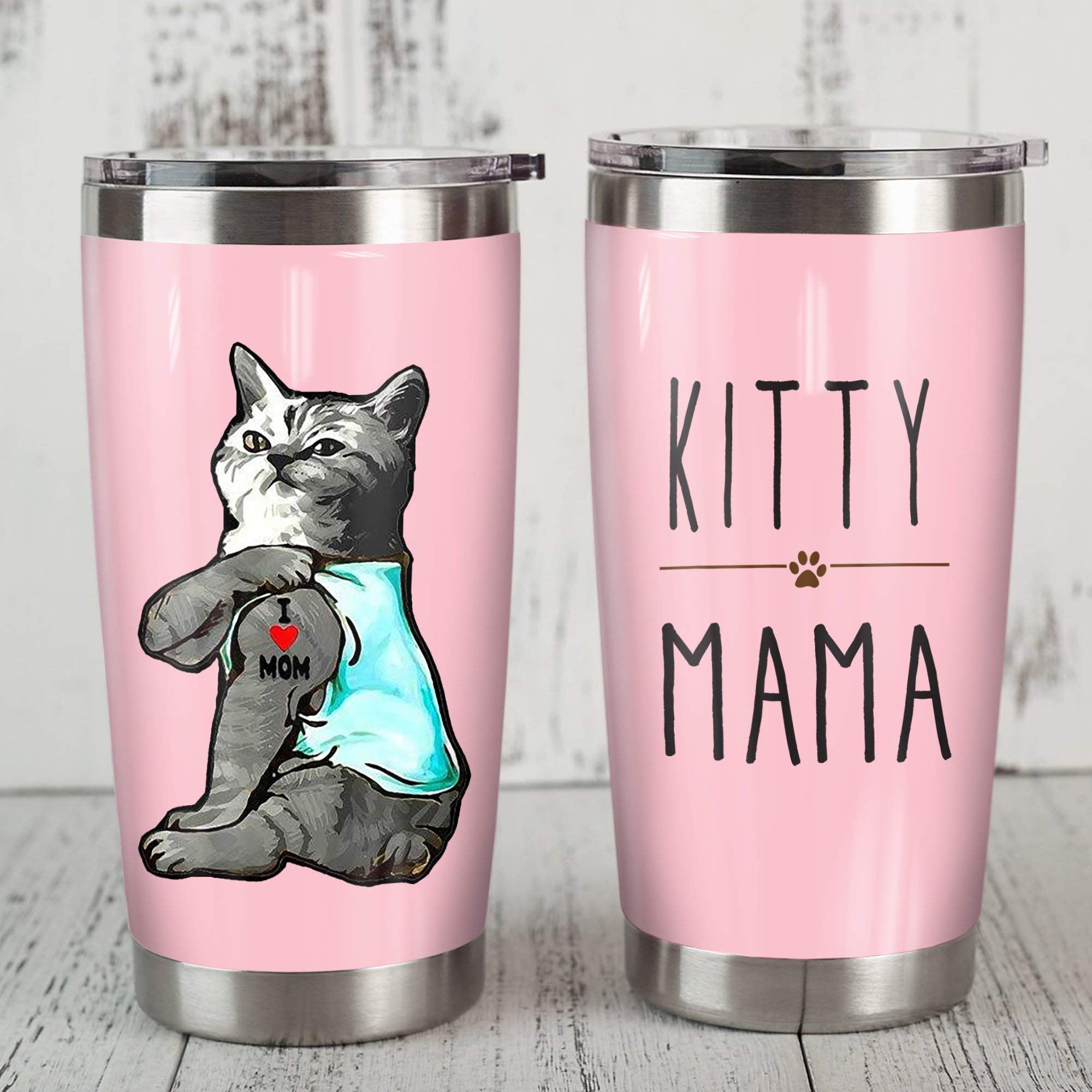 Stainless Steel Cat Mama Tumbler - Insulated Coffee & Tea Travel Mug with Lid - Customized Gift for Cat Lovers (Birthday, Christmas, Thanksgiving) - Perfect for Home, Office & Outdoor Adventures