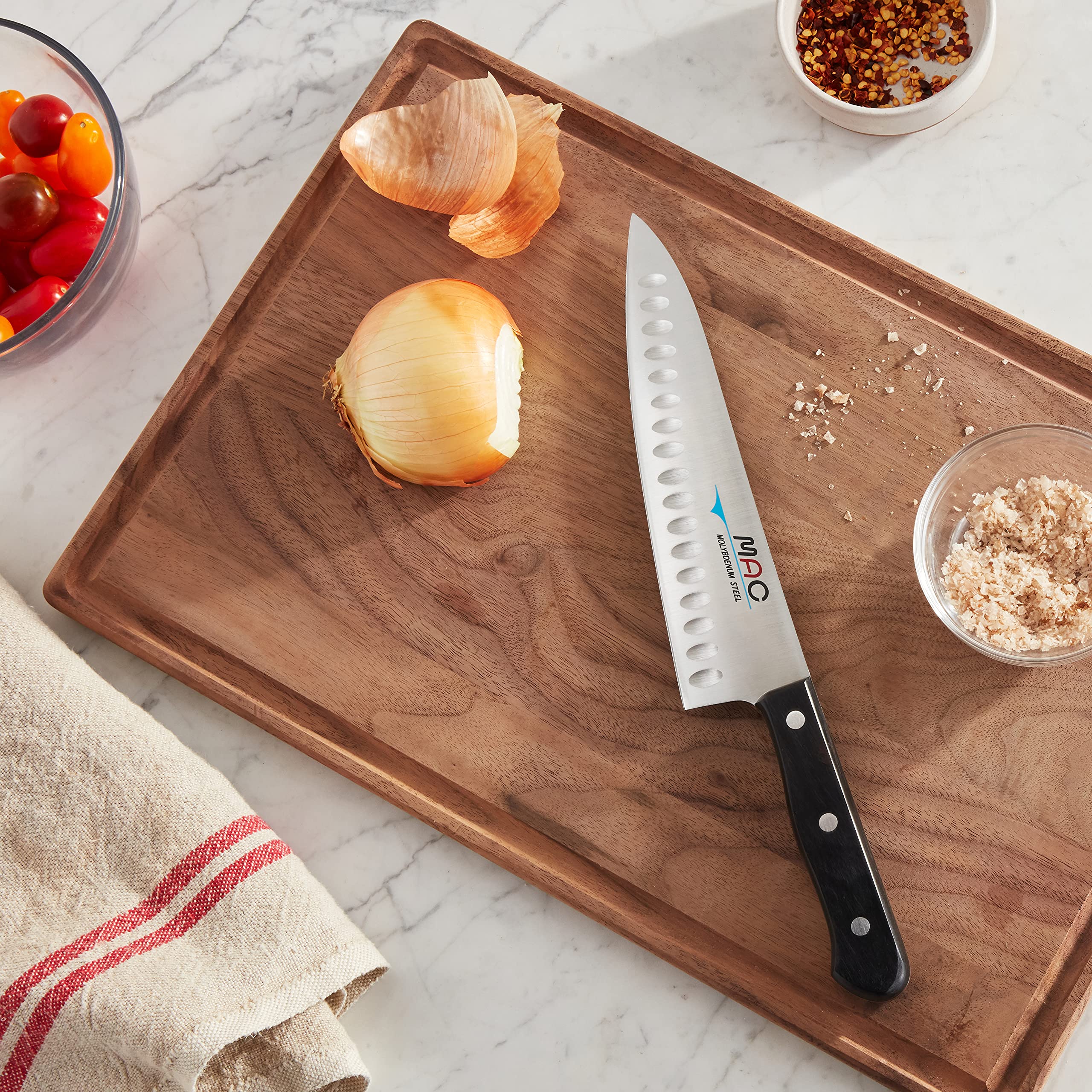Mac Knife Series Hollow Edge Chef's Knife 8-Inch - Professional Japanese Stainless Steel Kitchen Knife for Slicing, Dicing & Chopping - Perfect for Home Cooks & Professional Chefs