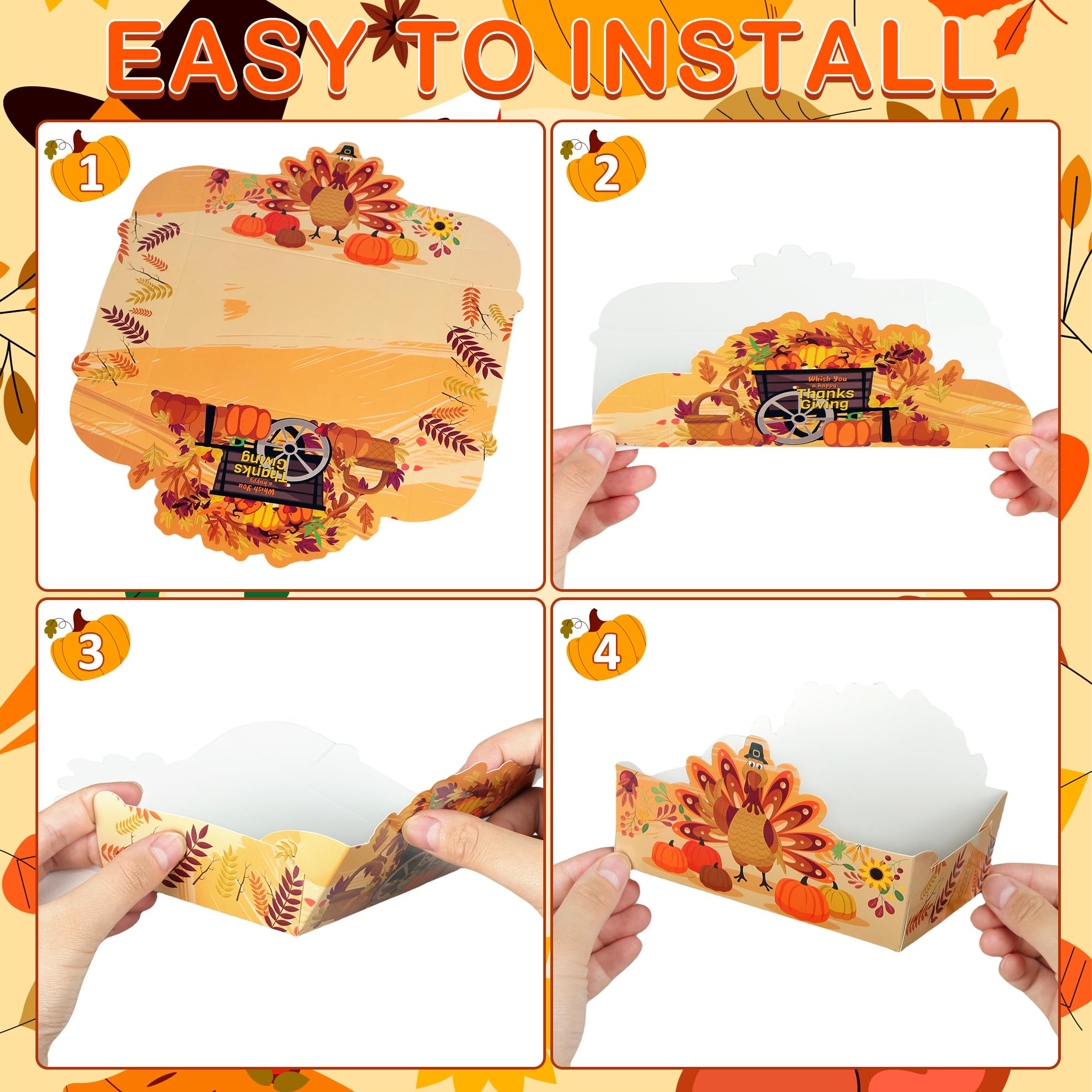 24-Piece Thanksgiving Snacks Bowl Set - Disposable Food Trays for Holiday Parties, Fall-Themed Decorations - Perfect for Thanksgiving Gatherings, Autumn Celebrations & Family Reunions