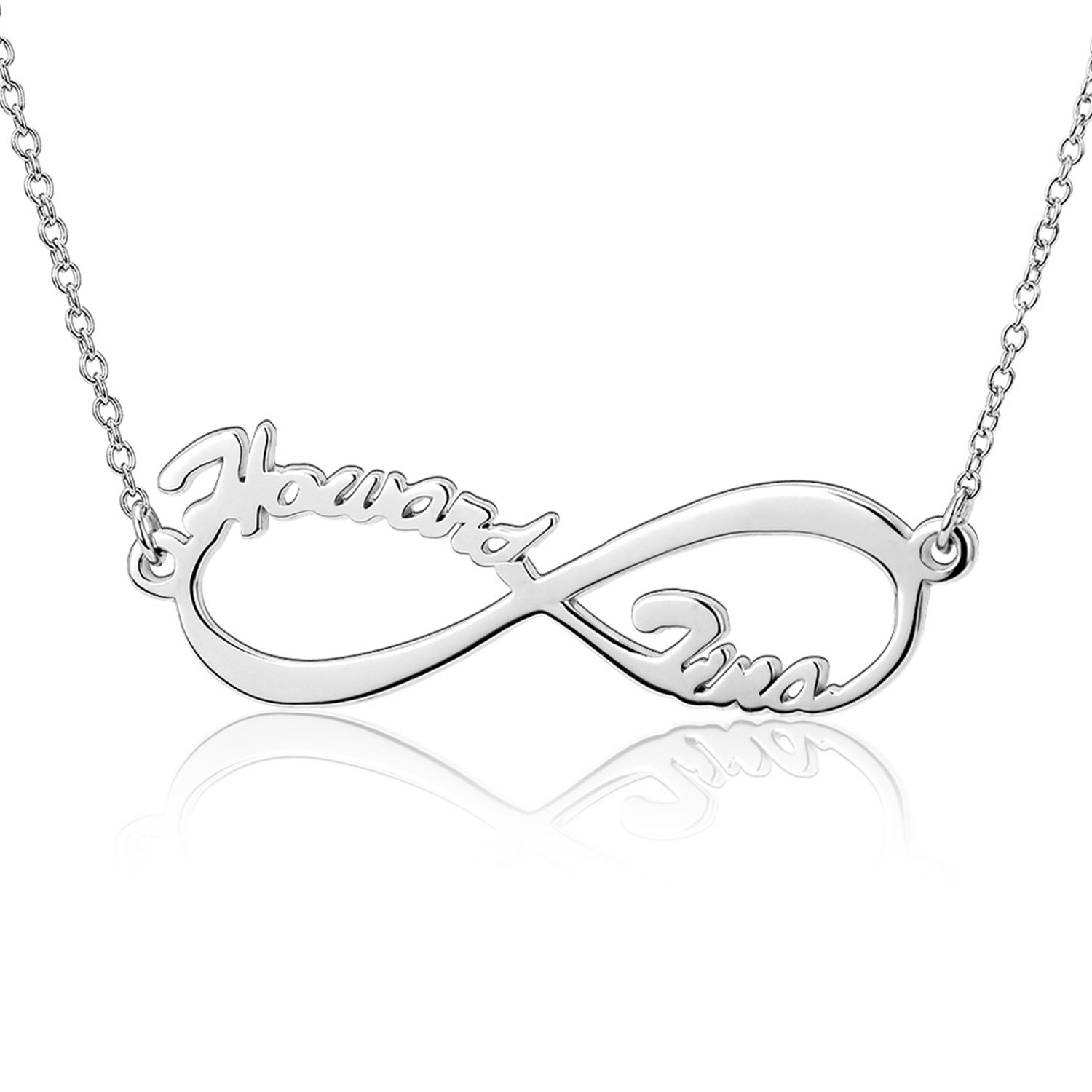 Personalized Infinity Name Necklace for Women - Custom Engraved with 2 Name Plates - Perfect Gift for Anniversary, Birthday & Valentine's Day