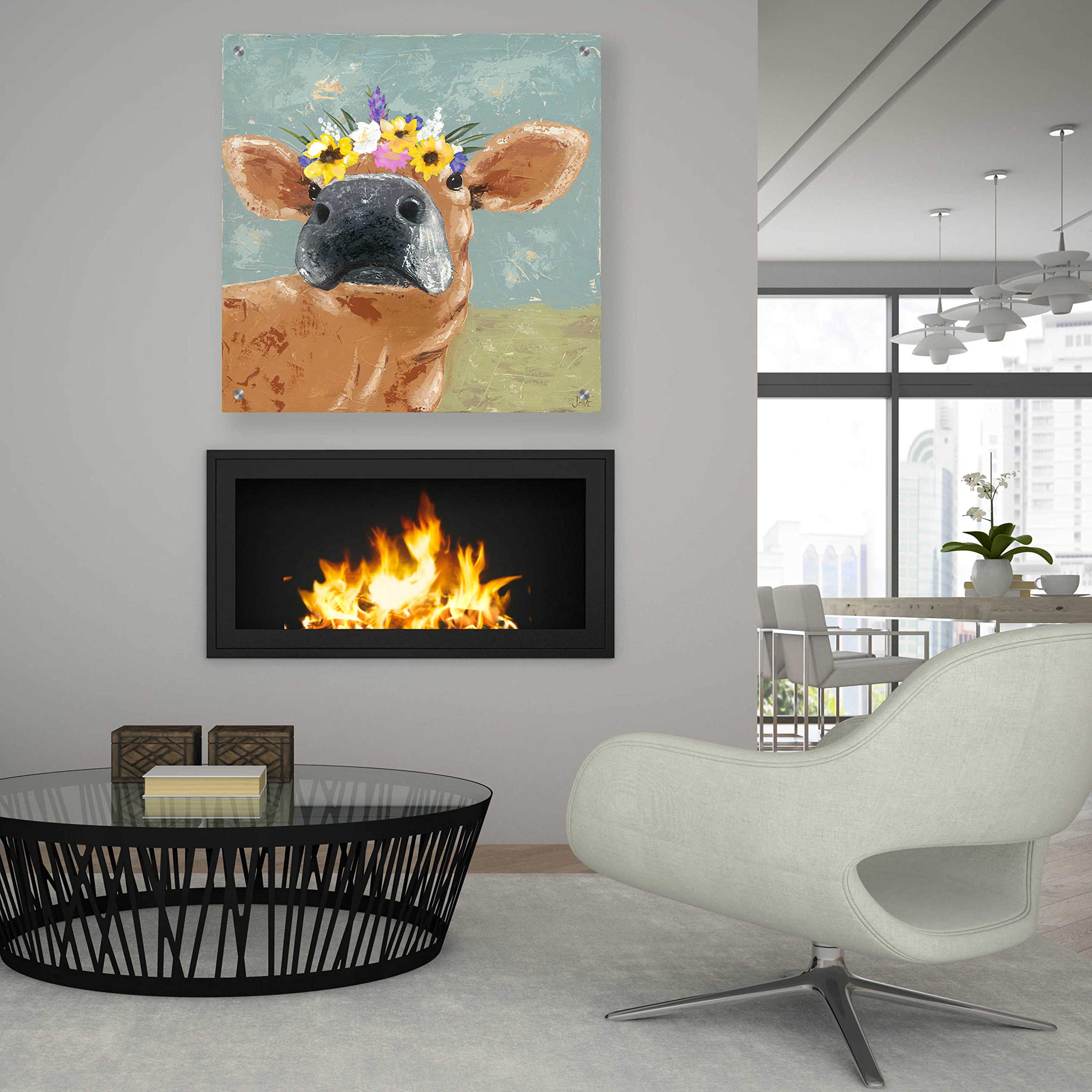 Farm Fun II by Jade Reynolds - 36x36 Inch Acrylic Glass Wall Art Painting, Modern Farmhouse Decor for Living Room, Bedroom & Office