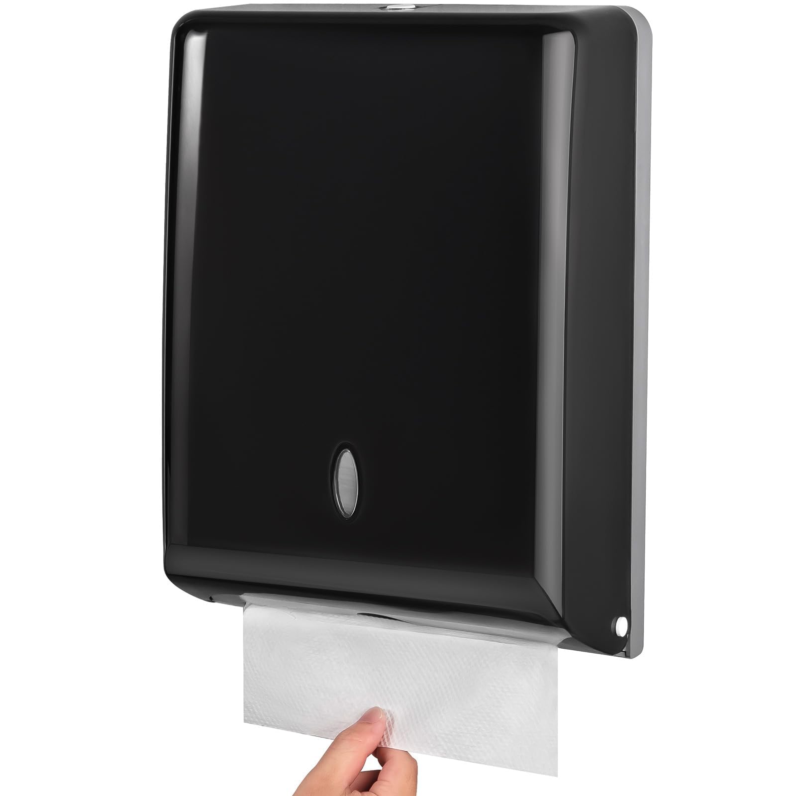 Commercial Wall Mount Paper Towel Dispenser for Multifold/Trifold/C-Fold Towels - Heavy Duty Hand Paper Holder for Bathroom, Restroom, Office & Kitchen (500 Sheets Capacity, Black) - Ideal for High-Traffic Areas & Hygienic Hand Drying