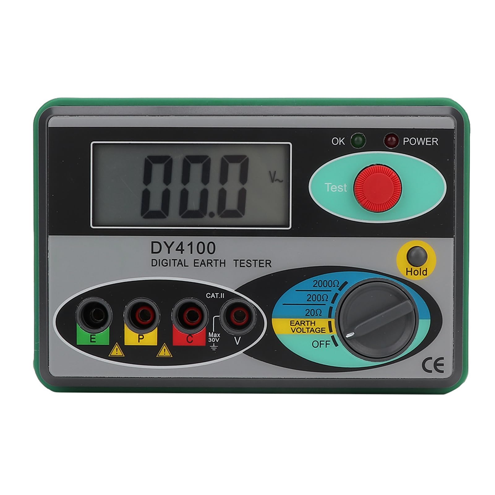 DY4100 Digital LCD Earth Ground Resistance Tester - 4-Wire Measurement, 0.01Ω-30kΩ Range - Perfect for Power Systems, Electrical Equipment & Industrial Maintenance