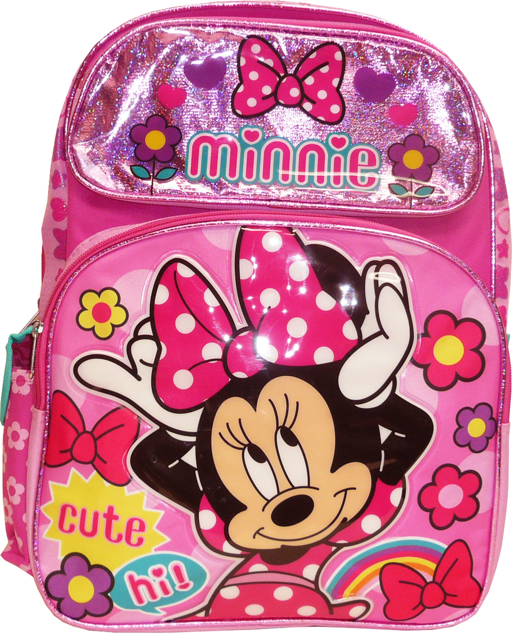 Minnie Mouse Large 16 Inch Backpack for Women & Girls - Cute Disney School Backpack with Adjustable Straps - Perfect for School, Travel, and Disney Theme Parks