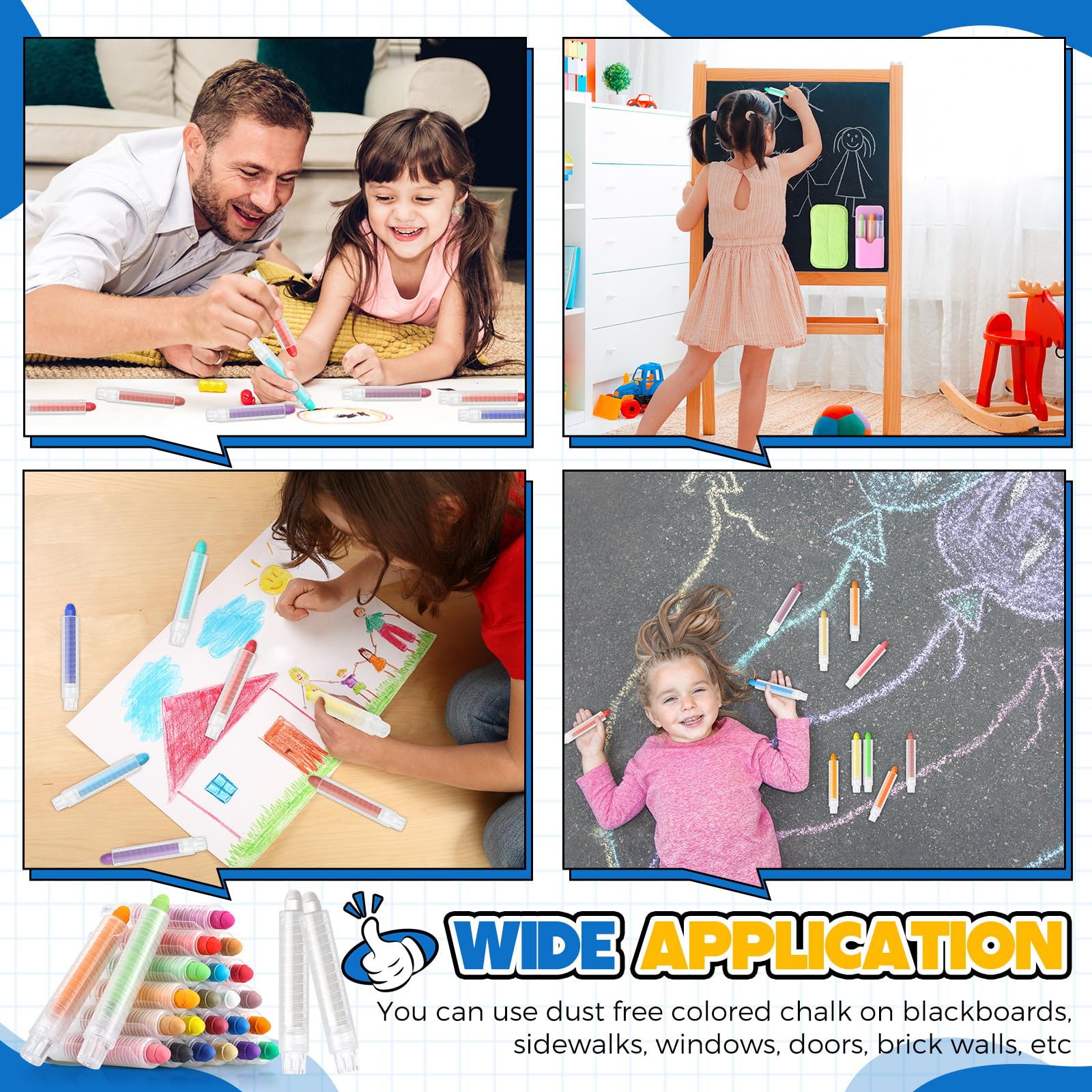 Dustless Chalk Set - 149 Pcs Non-Toxic Washable Chalk for Kids & Teachers | White & Multicolor Chalk with Magnetic Holder | Perfect for Classroom, Home Chalkboard, Drawing & Writing | Back to School Learning Supplies